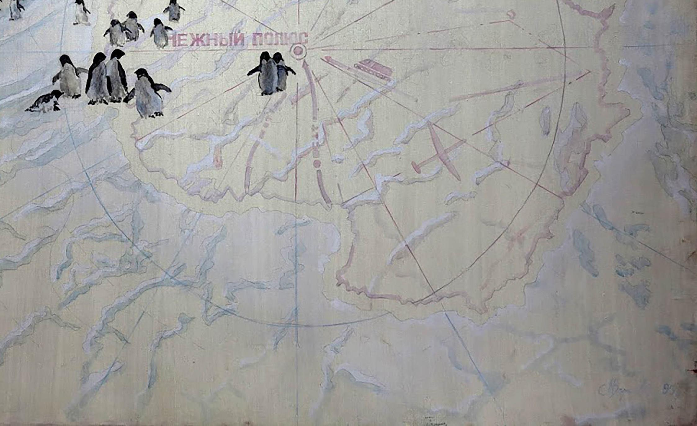 Delicate Pole, Arktis, Pinguin Zeitgenössisches Original-Ölgemälde, Unikat – Painting von Anatoly Varvarov Viktorovich