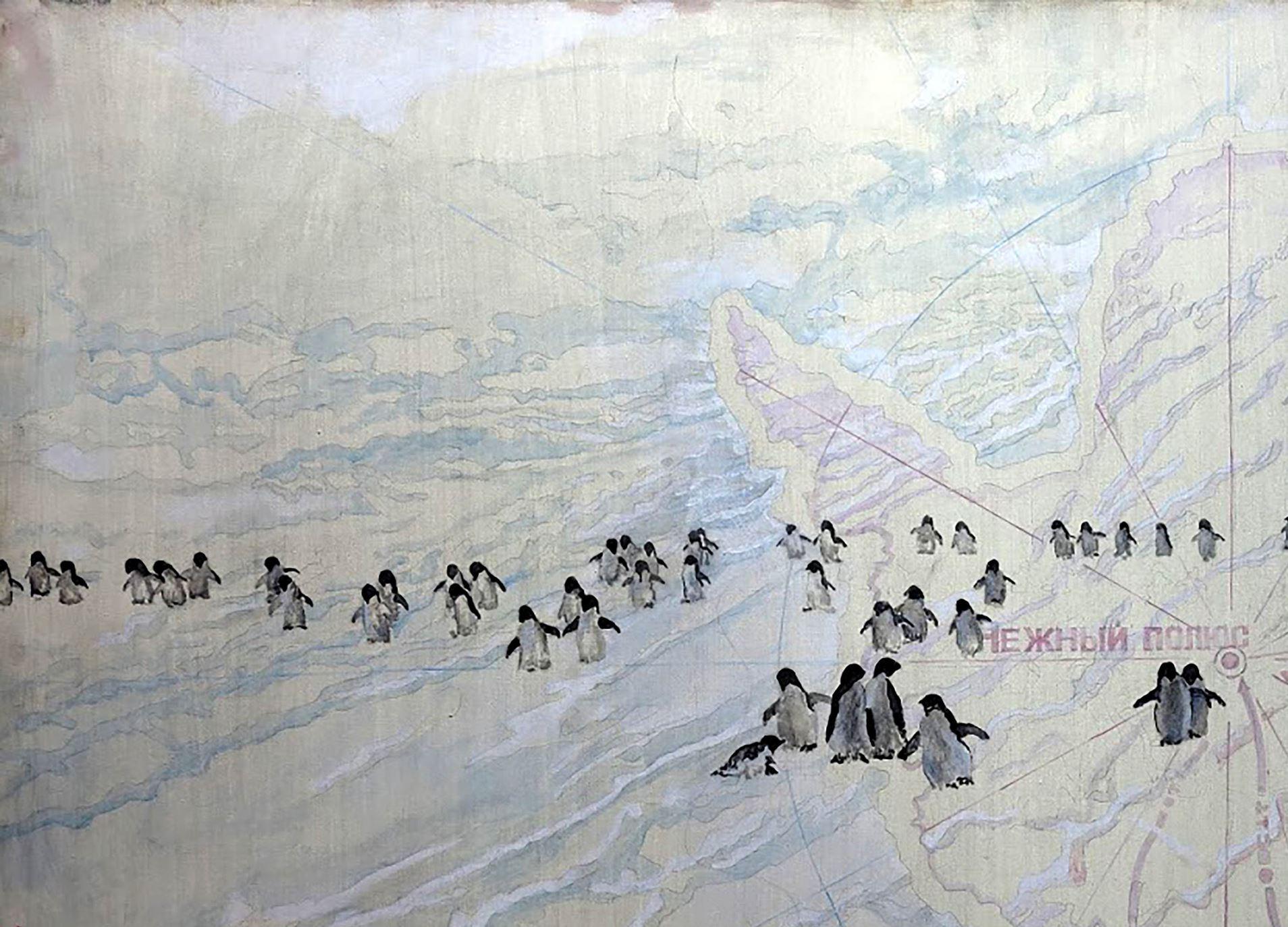 Delicate Pole, Arctic, Penguin Contemporary Original oil Painting, One of a Kind For Sale 2