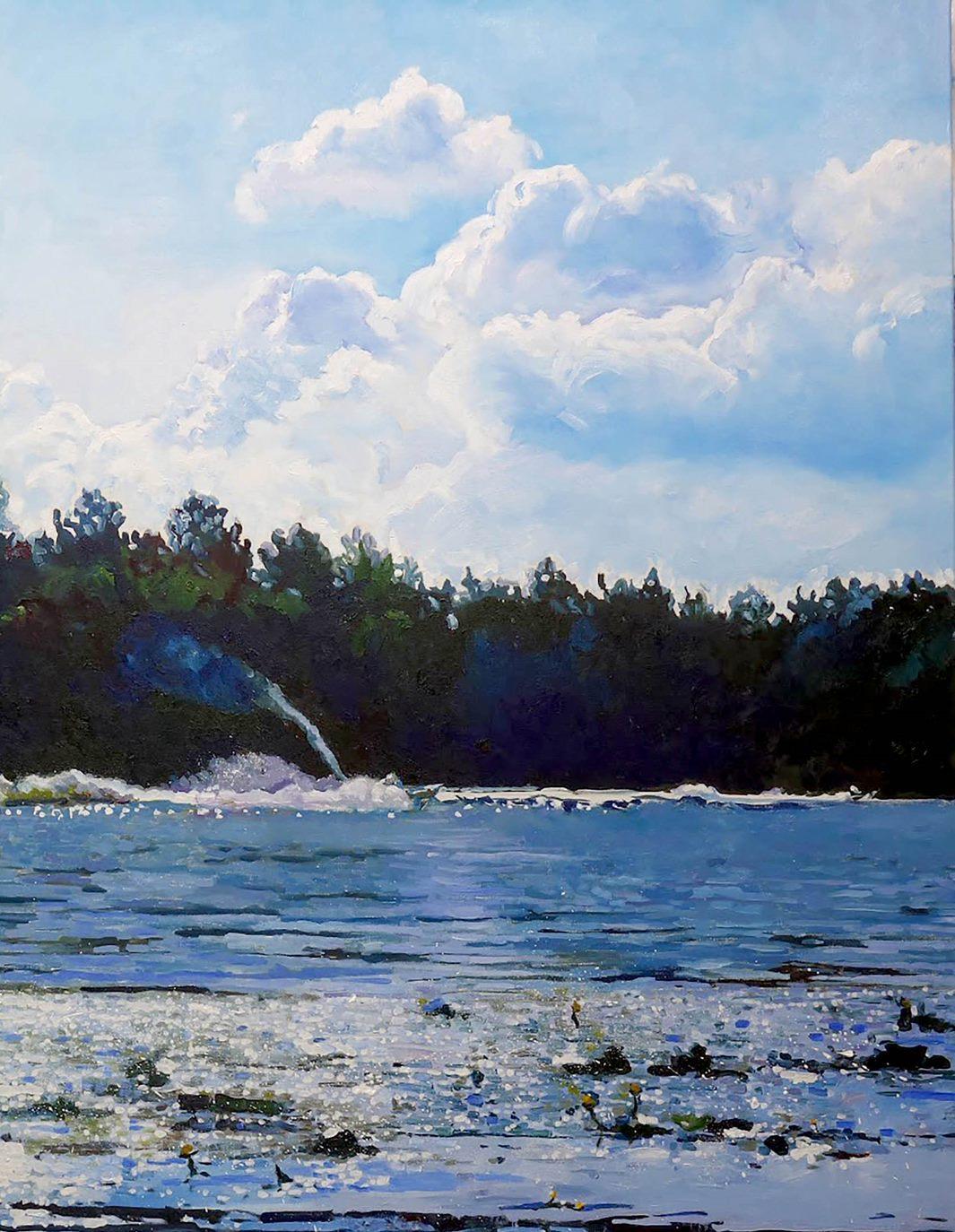 Alles hat seine Zeit, Landschaft, Original-Ölgemälde in Öl, Unikat (Blau), Landscape Painting, von Anatoly Varvarov Viktorovich