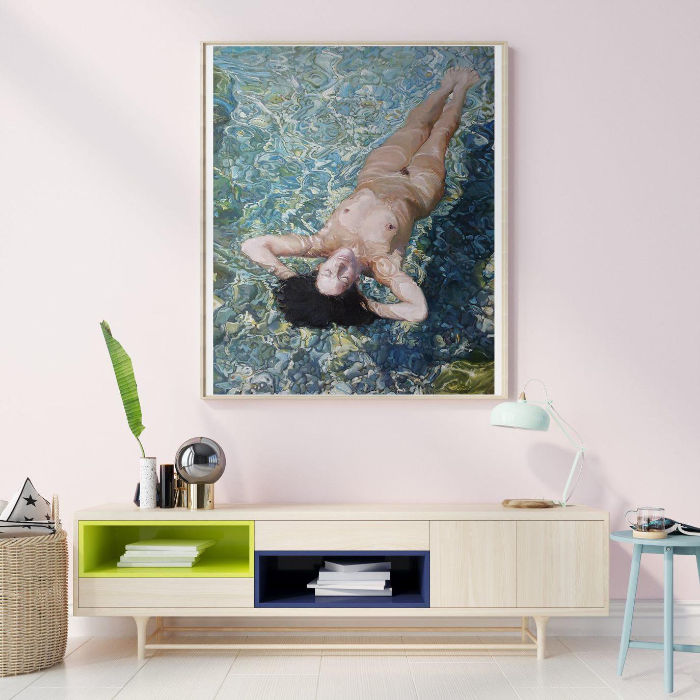 Happy, Nude, Contemporary art, Figurative, Original oil Painting, One of a Kind For Sale 3