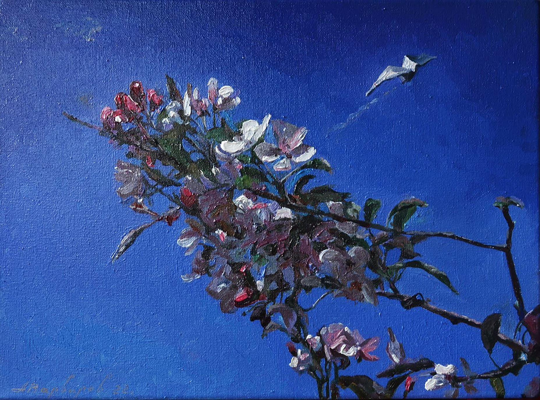 Anatoly Varvarov Viktorovich Landscape Painting - May, Sky, Impressionism Original oil Painting, One of a Kind
