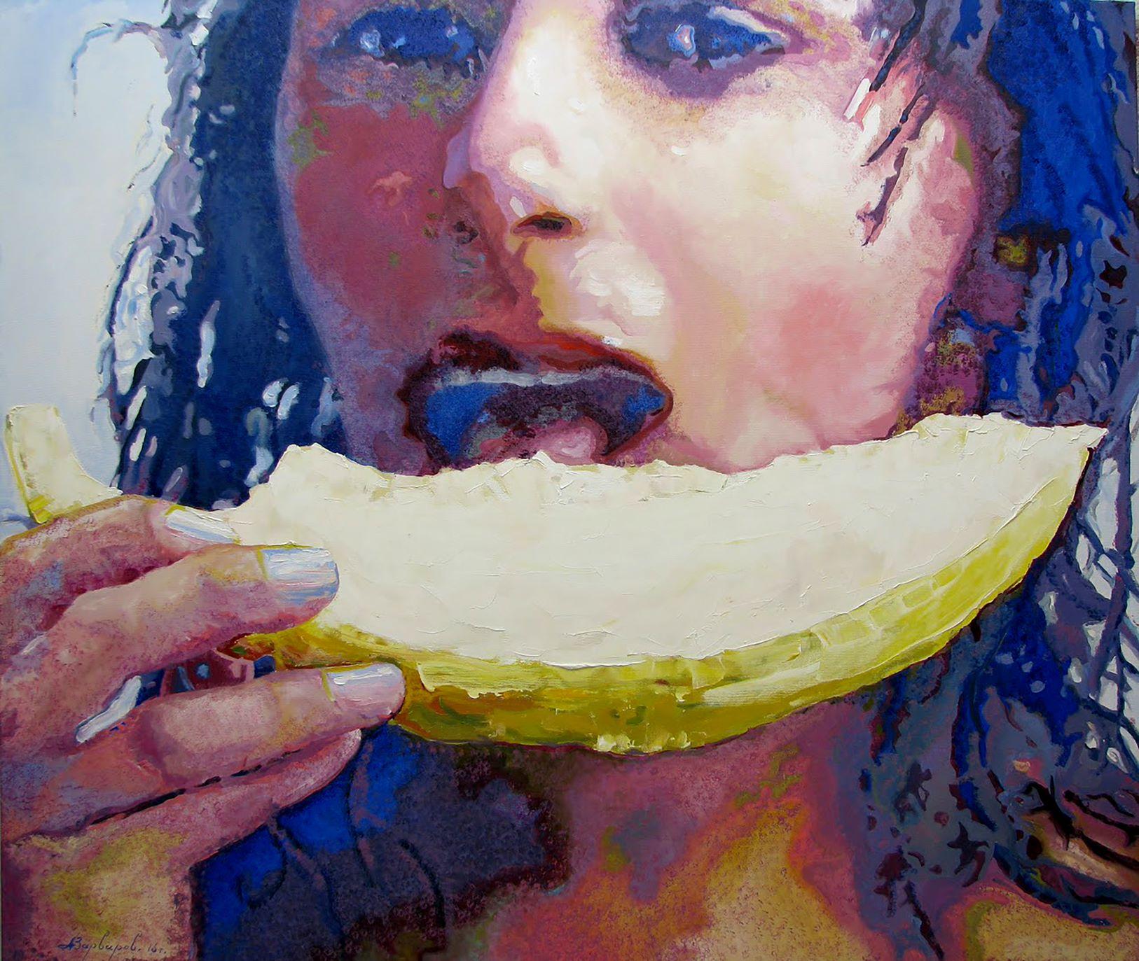 Portrait Painting di Anatoly Varvarov Viktorovich - Melone, Ritratto, Arte contemporanea, Pittura ad olio originale, Pezzo unico