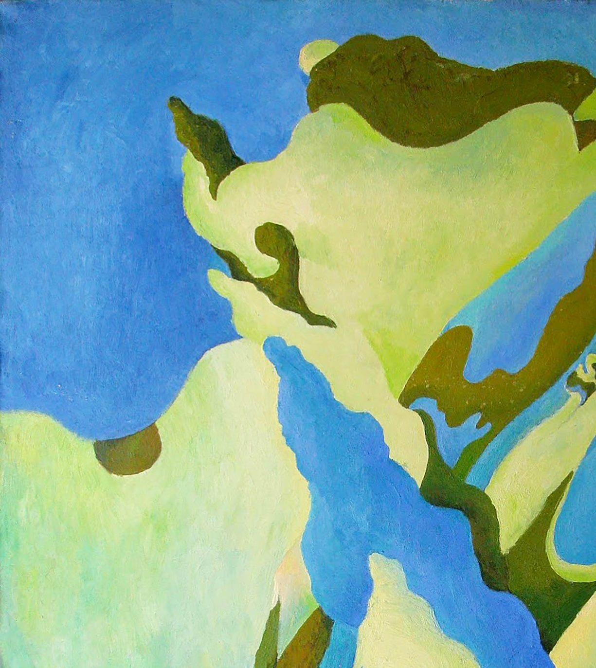 Peuplier, peinture à l'huile originale, unique en son genre - Bleu Abstract Painting par Anatoly Varvarov Viktorovich