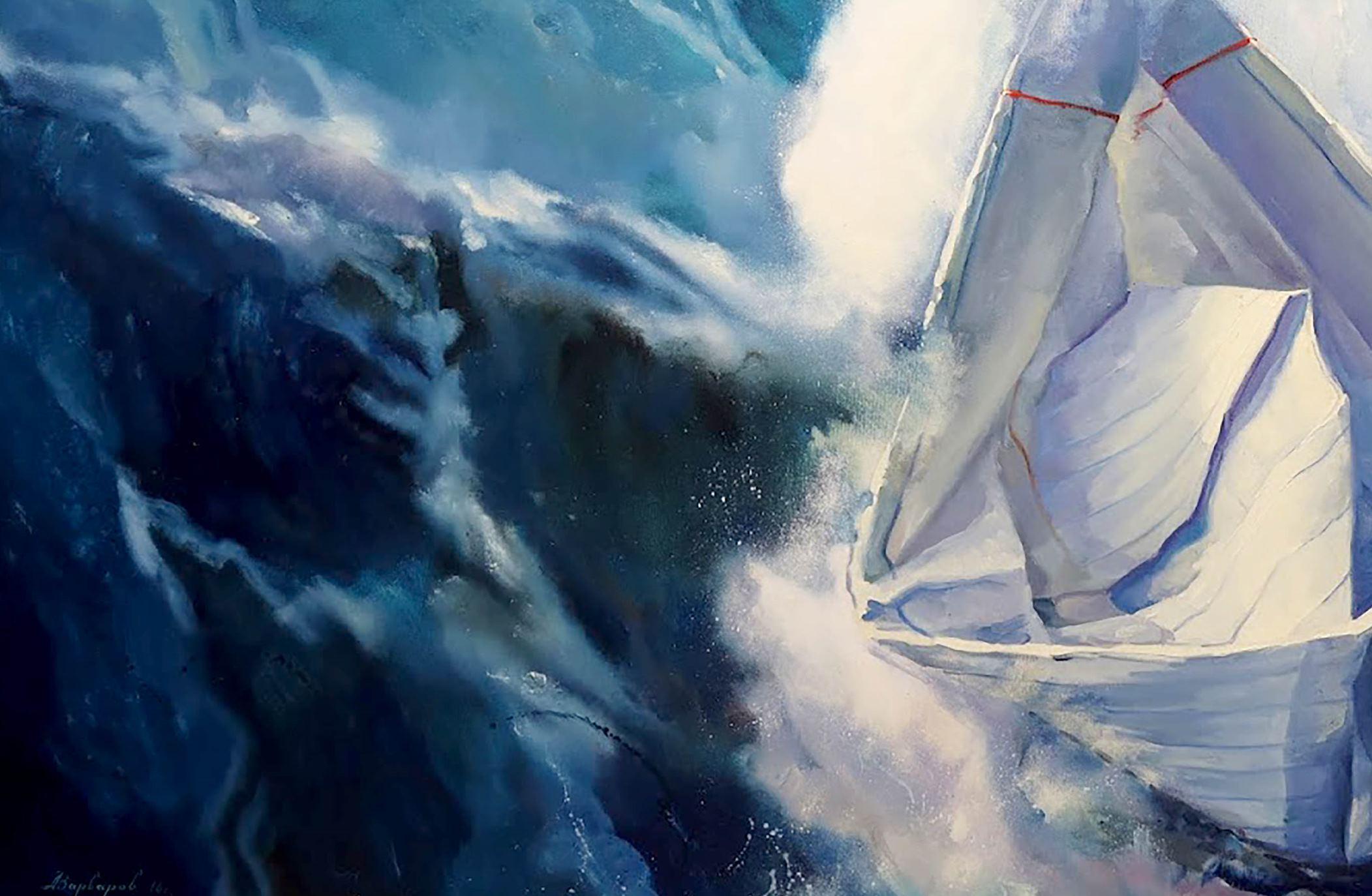 Storm, Art, peinture à l'huile originale, unique en son genre - Impressionnisme Painting par Anatoly Varvarov Viktorovich