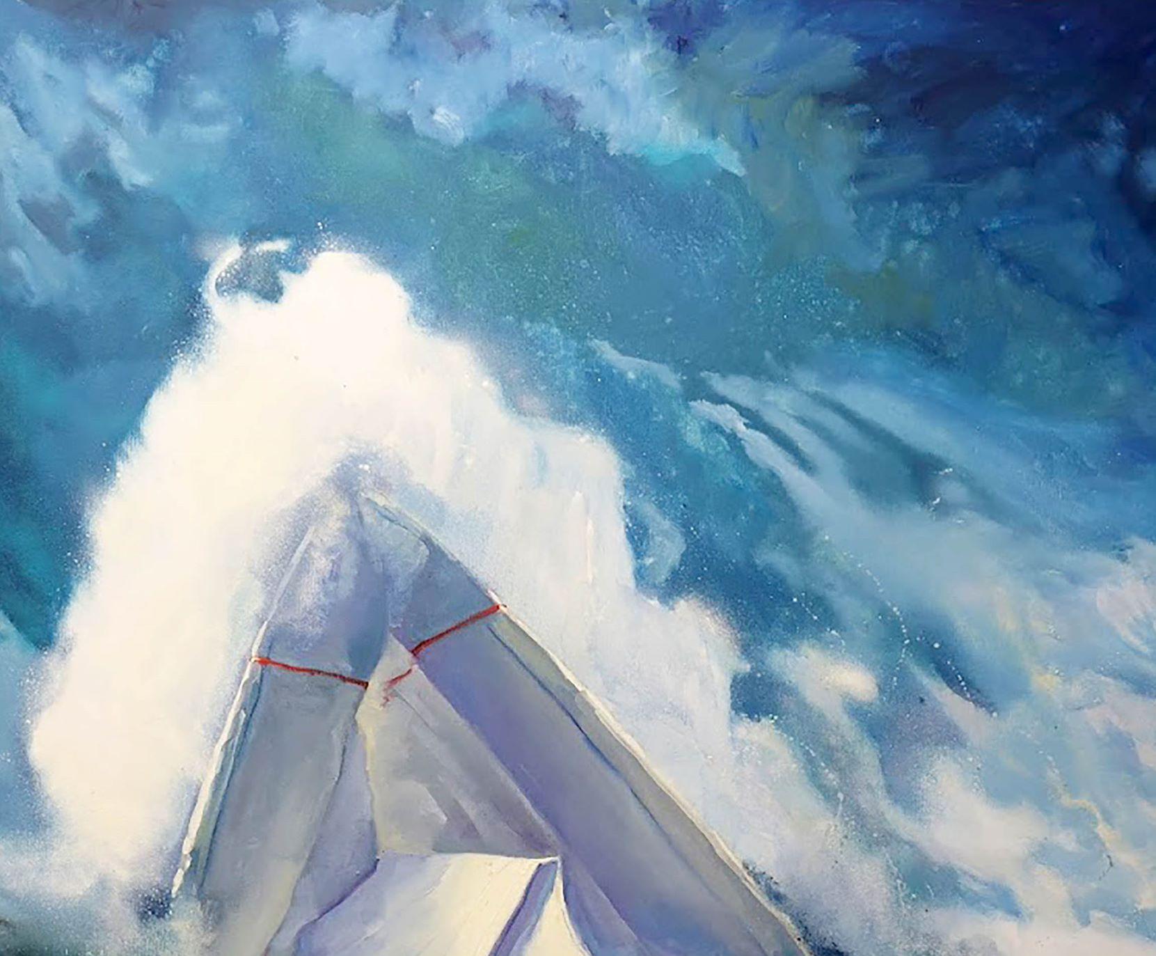Storm, Art, peinture à l'huile originale, unique en son genre - Bleu Landscape Painting par Anatoly Varvarov Viktorovich