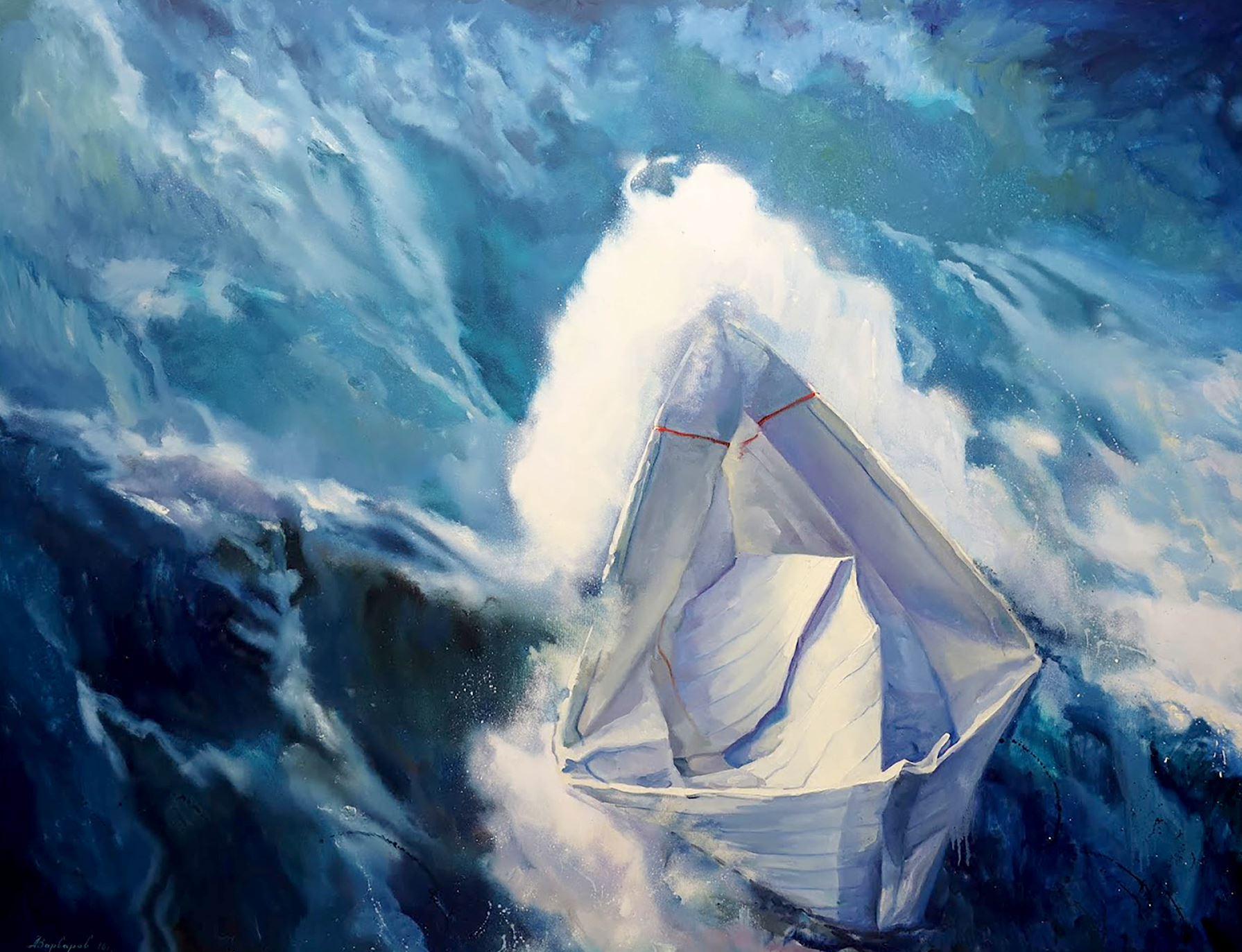 Anatoly Varvarov Viktorovich Landscape Painting - Storm, Canvas Art, Original oil Painting, One of a Kind