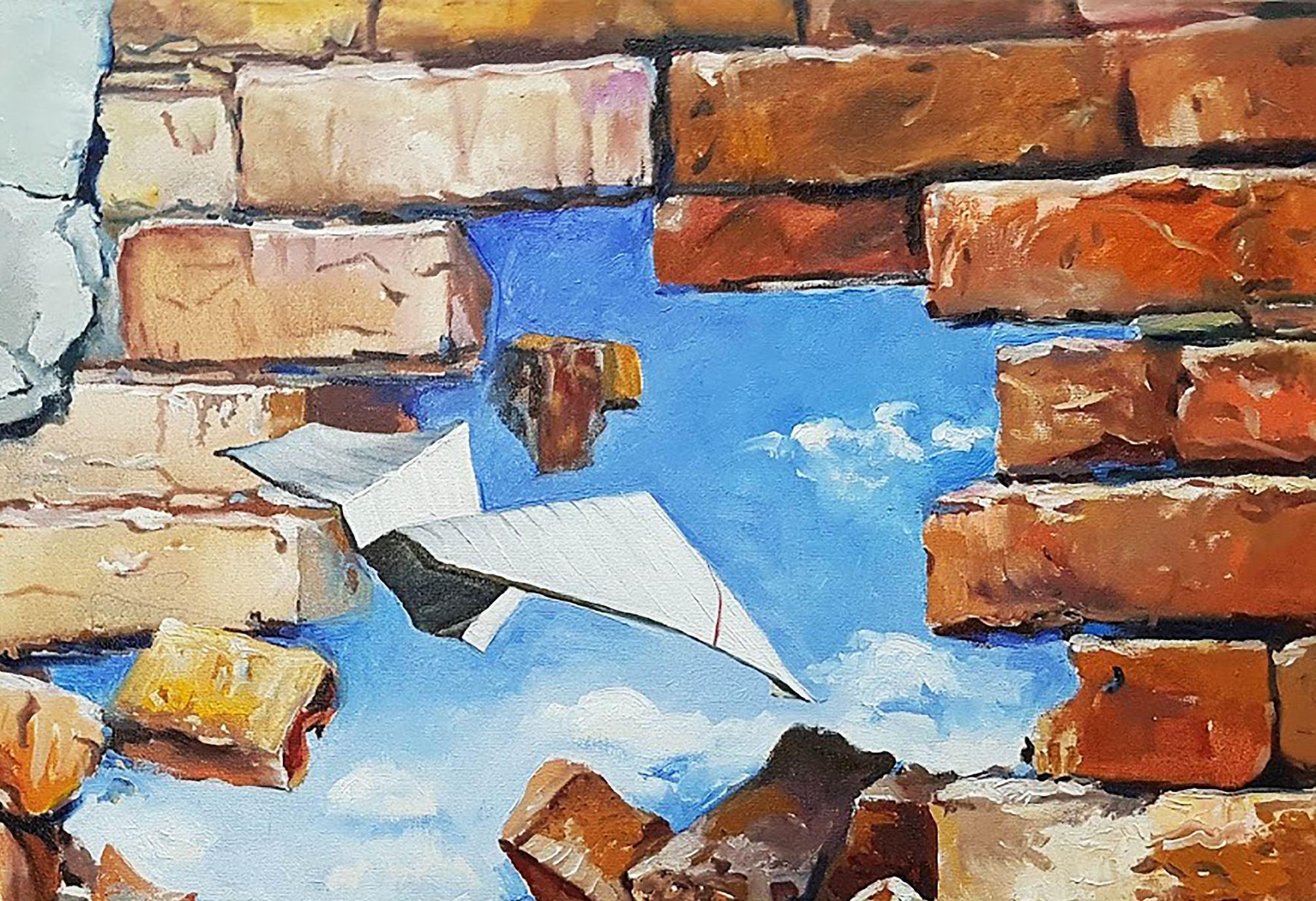 Die Wand, Original Ölgemälde, Unikat (Braun), Interior Painting, von Anatoly Varvarov Viktorovich