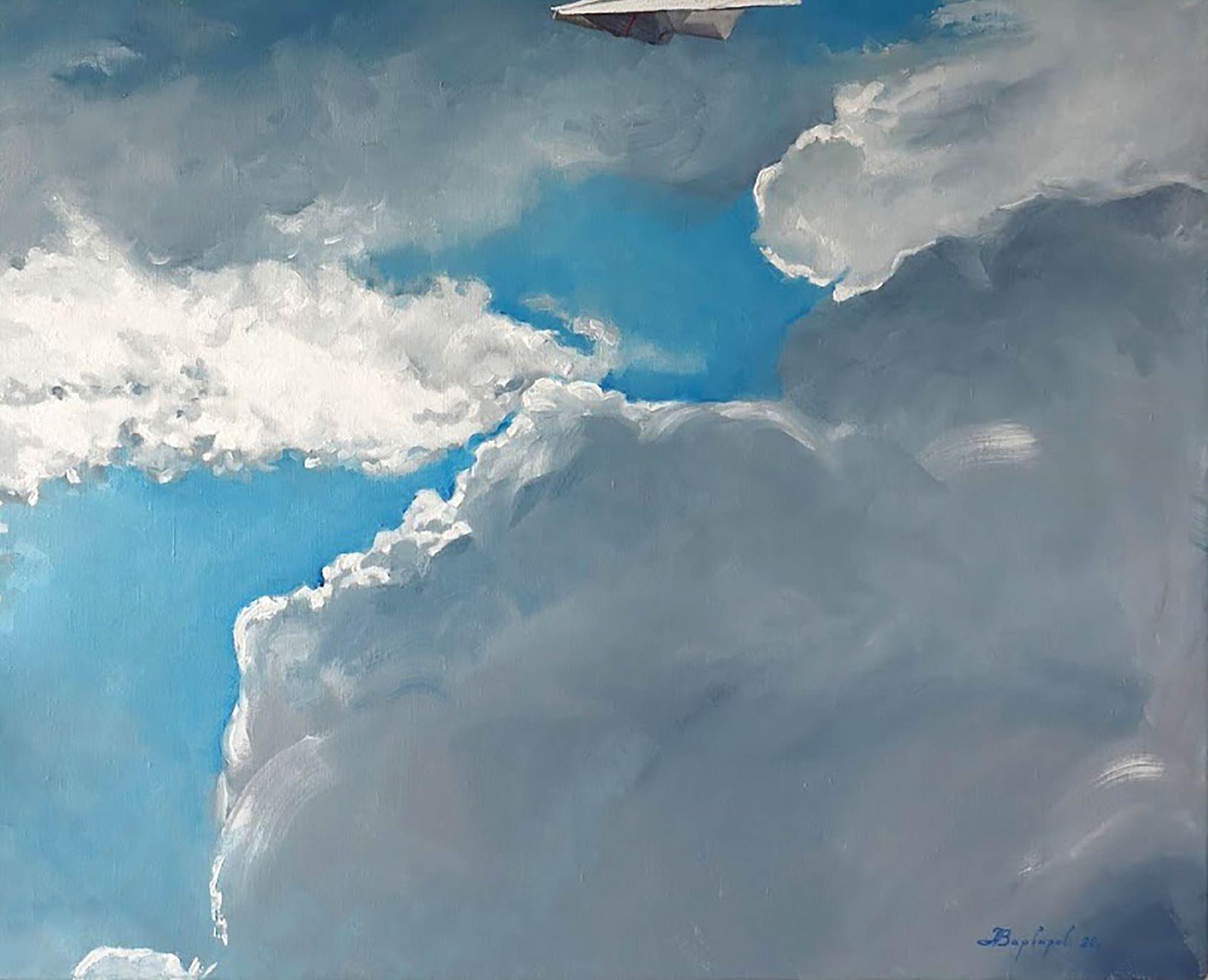To a Meeting, Sky, Original Ölgemälde, Unikat, Großformatiges Originalgemälde – Painting von Anatoly Varvarov Viktorovich