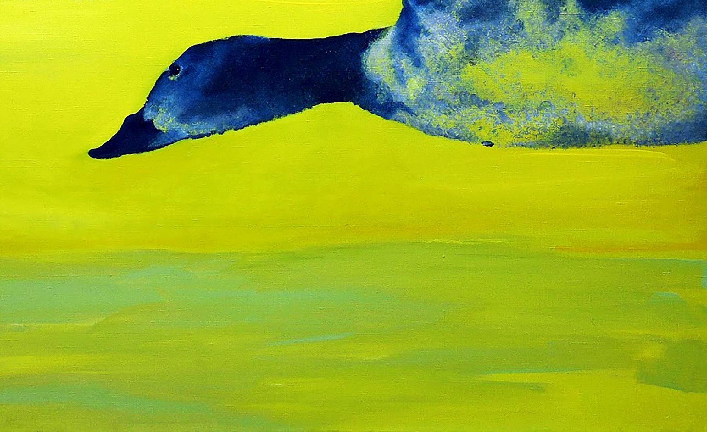 Under the Wing,  Contemporary art, Original oil Painting, One of a Kind - Yellow Animal Painting by Anatoly Varvarov Viktorovich