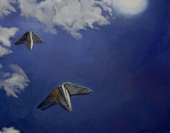 Walk Under the Moon, Sky, Clouds, Original Ölgemälde, Unikat