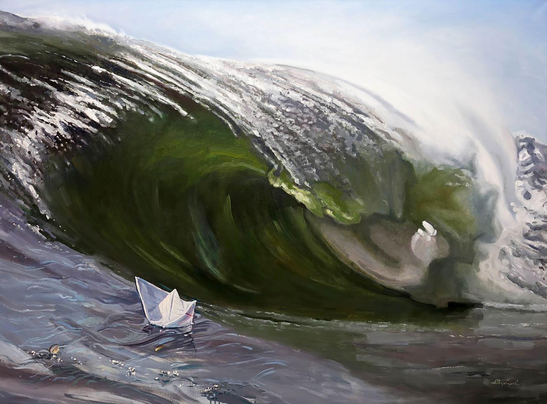 Anatoly Varvarov Viktorovich Landscape Painting - Wave, Sea, Coastal, Original oil Painting, One of a Kind