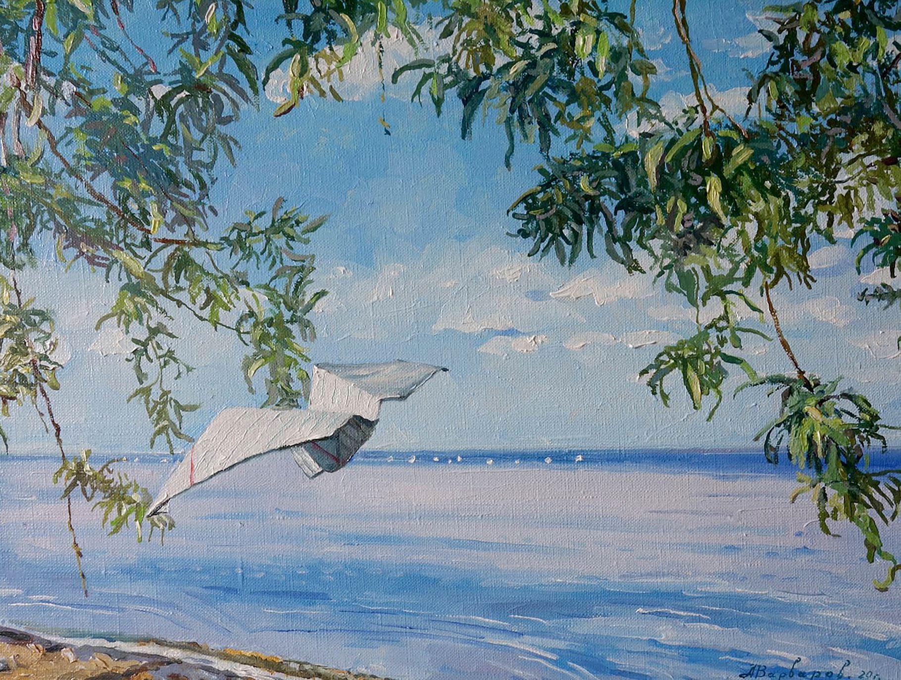 Weekend by the Sea, Landscape, Original oil Painting, One of a Kind