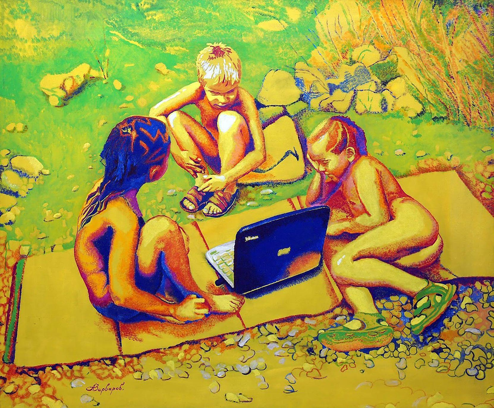 Figurative Painting di Anatoly Varvarov Viktorovich - Weekend, Figurativo, Arte contemporanea, Pittura ad olio originale, Pezzo unico