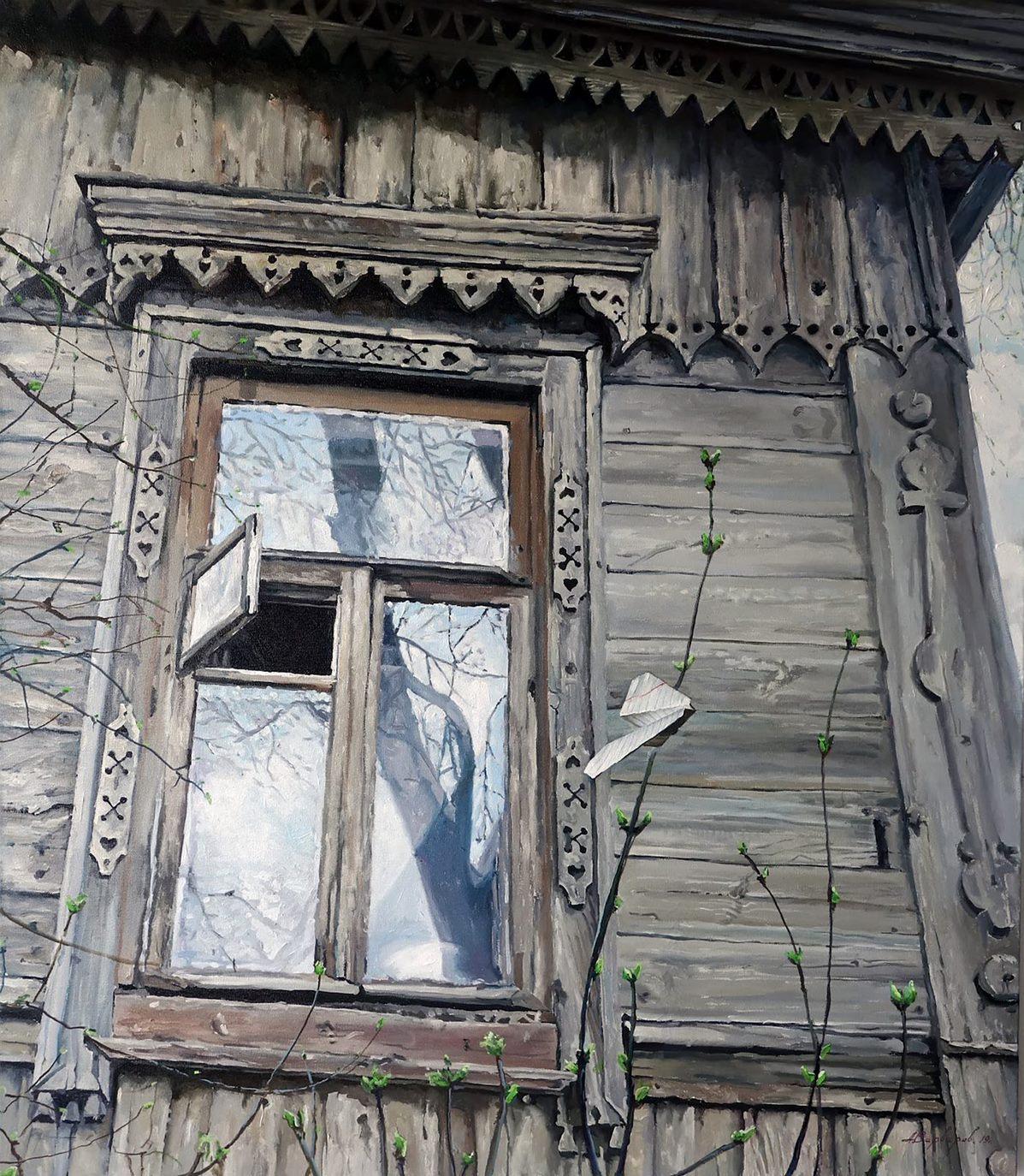 Landscape Painting di Anatoly Varvarov Viktorovich - Finestra, Arte contemporanea, Pittura ad olio originale, Pezzo unico
