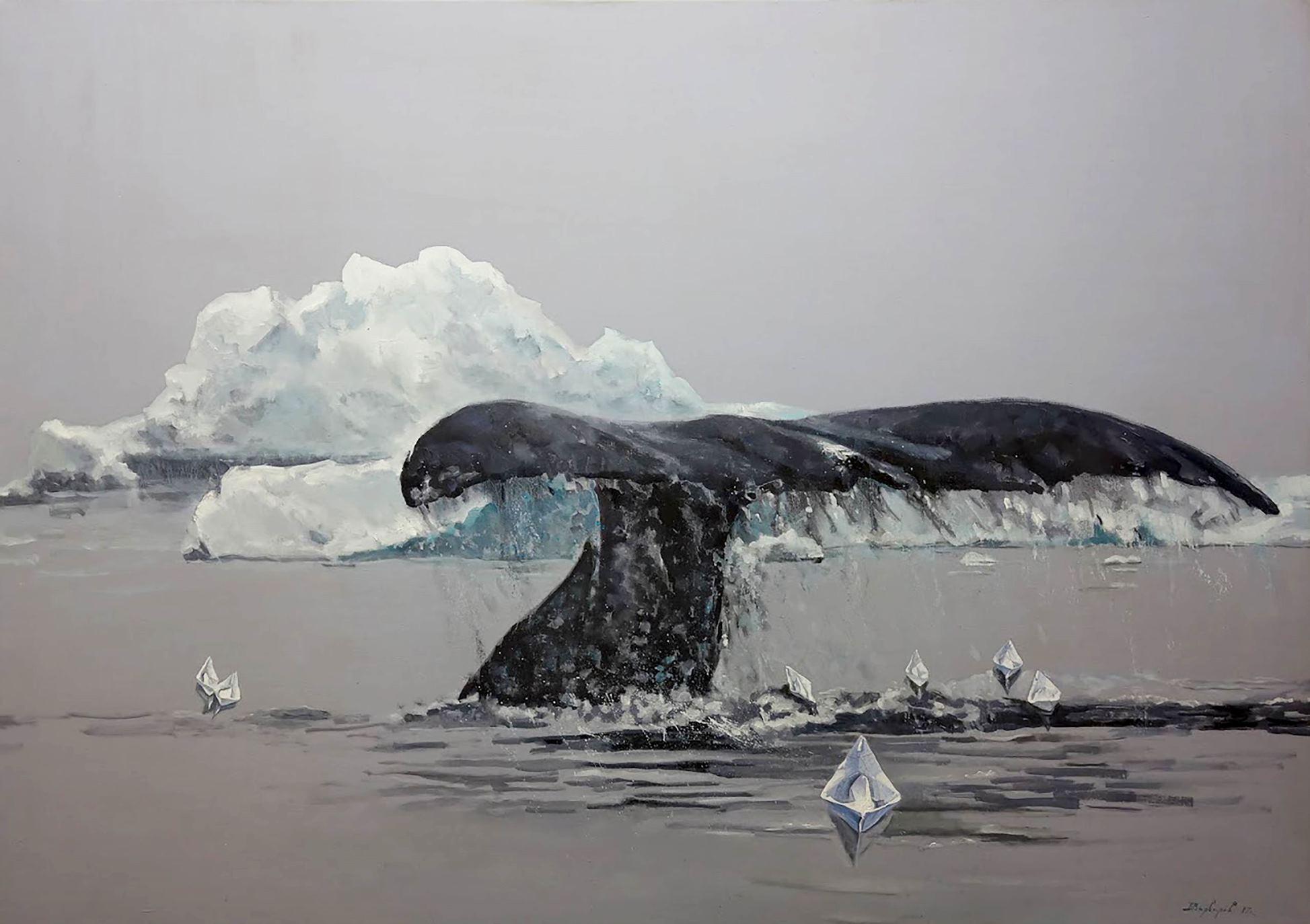 Animal Painting di Anatoly Varvarov Viktorovich - Senza remi, Pittura ad olio originale, pezzo unico