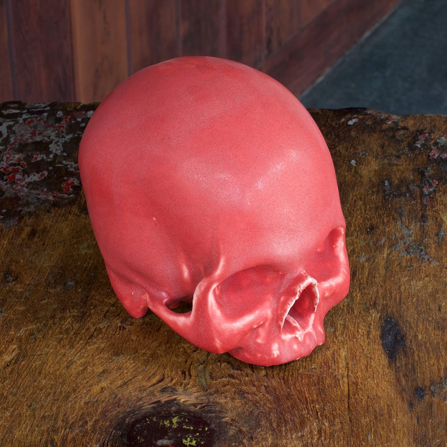 A really great contemporary reproduction of a 19th century Arts & Crafts ceramic skull right down the glaze. Beautiful.