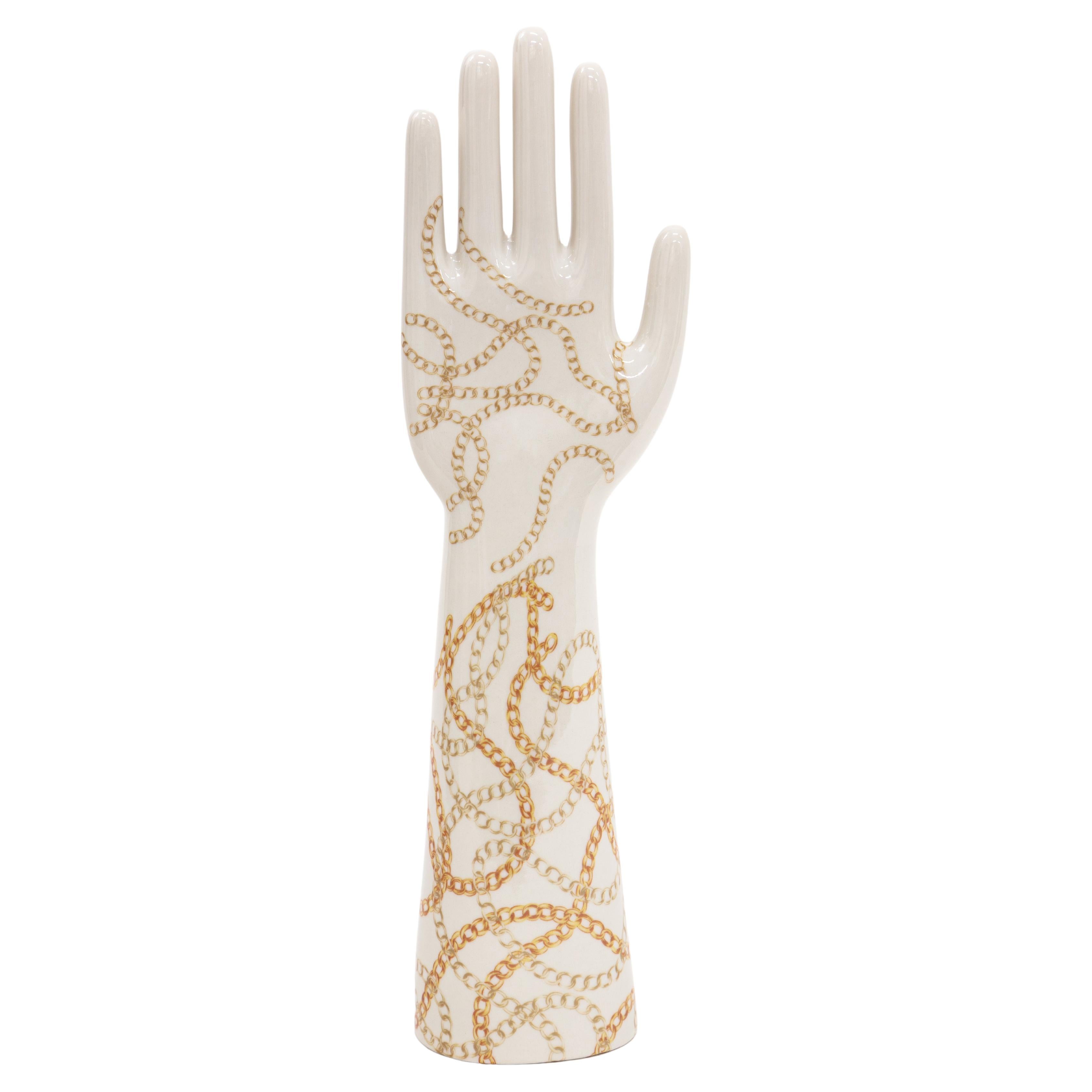 Anatomica, Porcelain Hand with chains Decoration by Vito Nesta For Sale