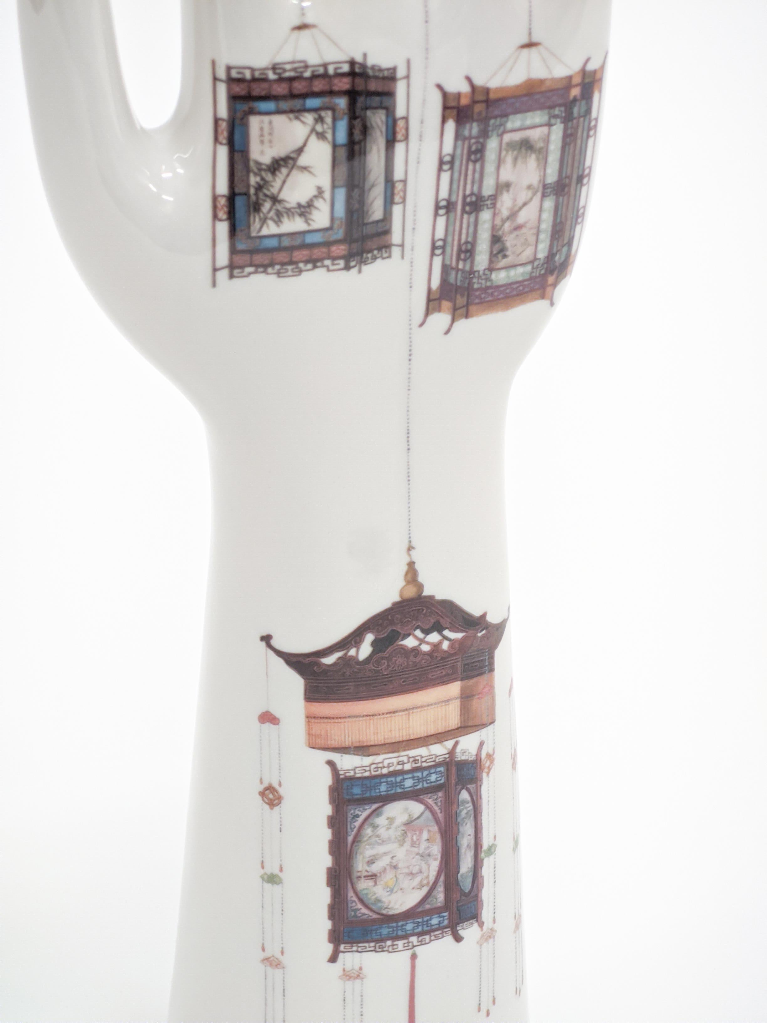 Italian Anatomica, Porcelain Hand with Chinese Lanterns Decoration by Vito Nesta For Sale