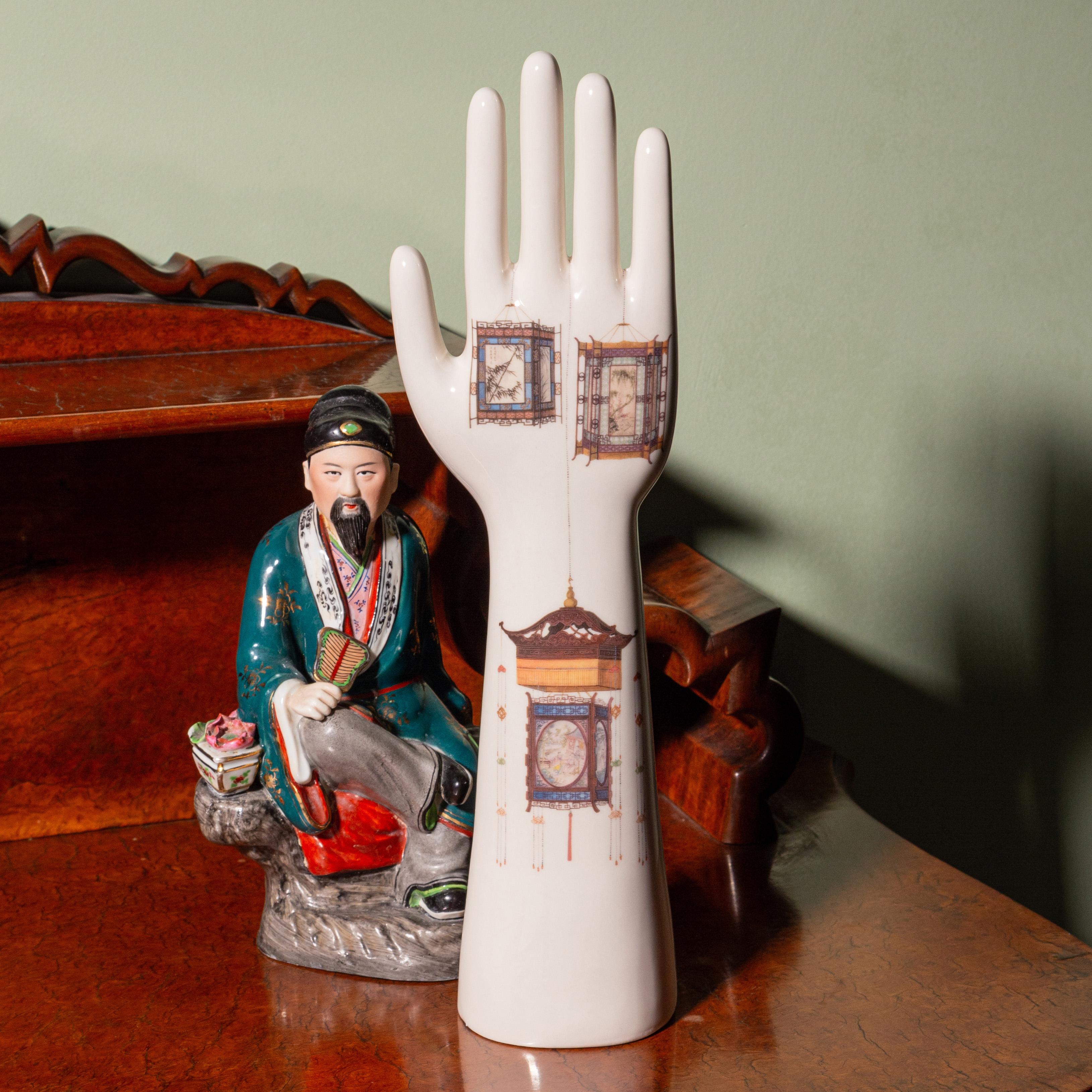 Anatomica, Porcelain Hand with Chinese Lanterns Decoration by Vito Nesta For Sale 1
