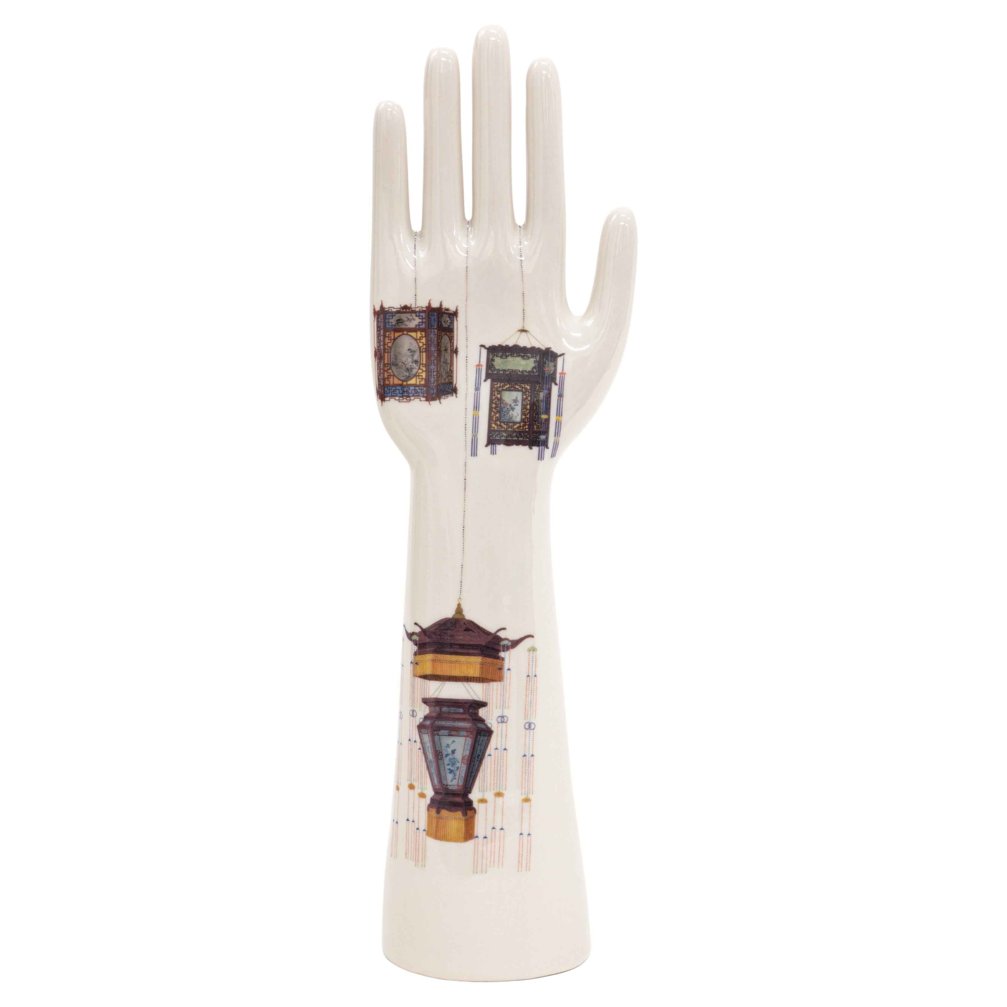 Anatomica, Porcelain Hand with Chinese Lanterns Decoration by Vito Nesta For Sale