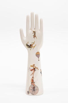 Anatomica, Porcelain Hand with Circus Artists Decoration by Vito Nesta