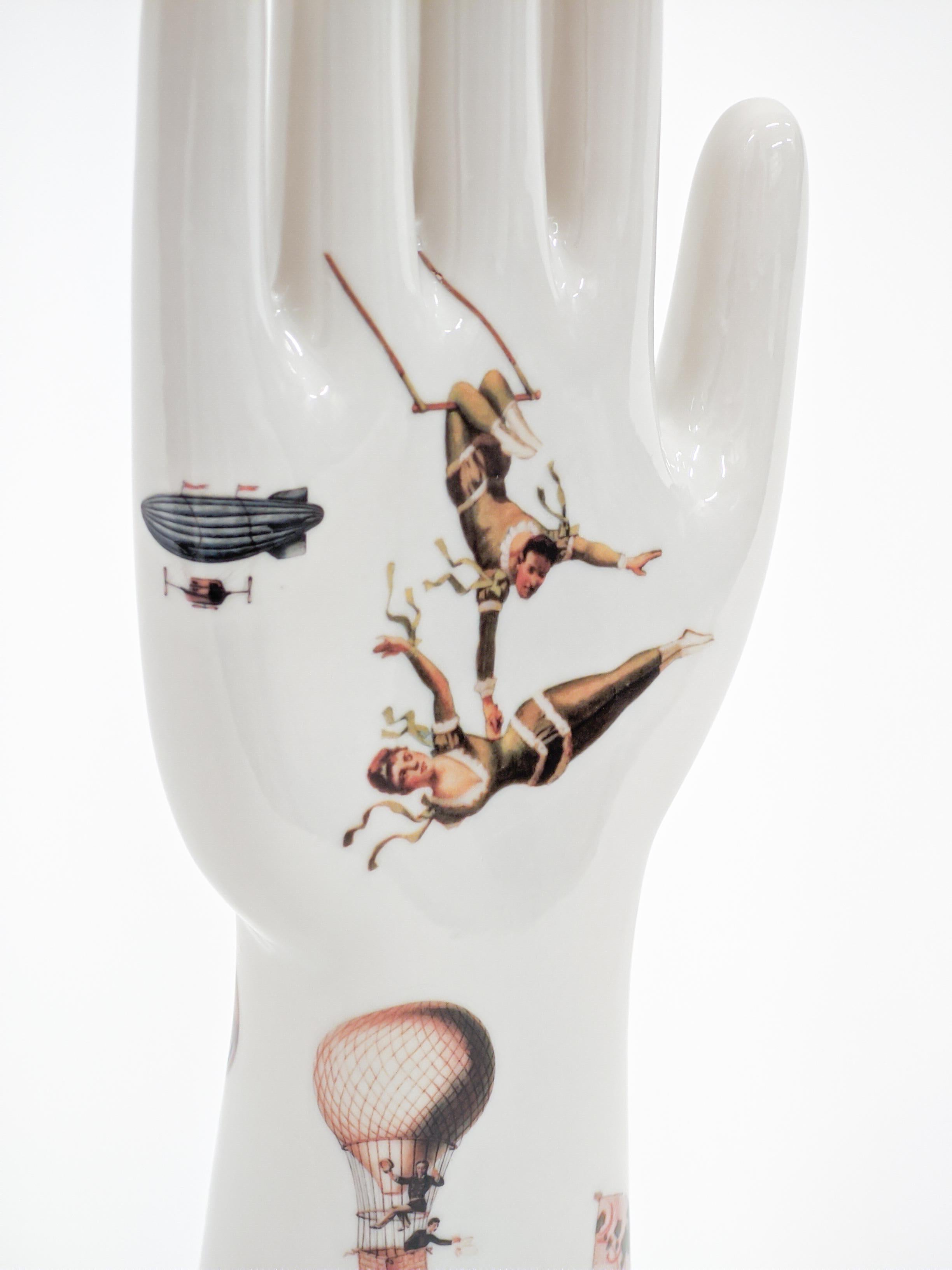 Molded Anatomica, Porcelain Hand with Circus Artists Decoration by Vito Nesta For Sale