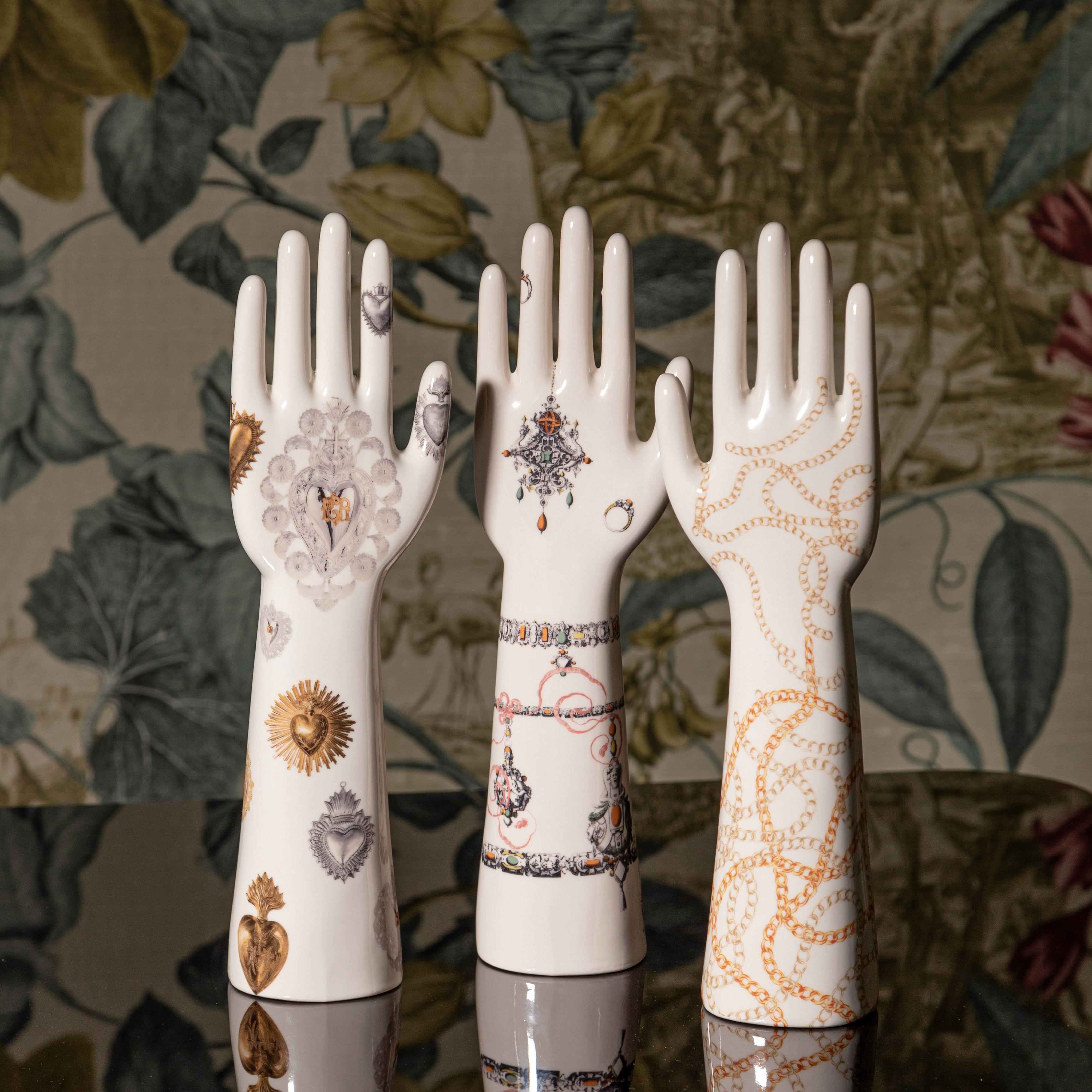 Contemporary Anatomica, Porcelain Hand with Ex-Voto Decoration by Vito Nesta For Sale