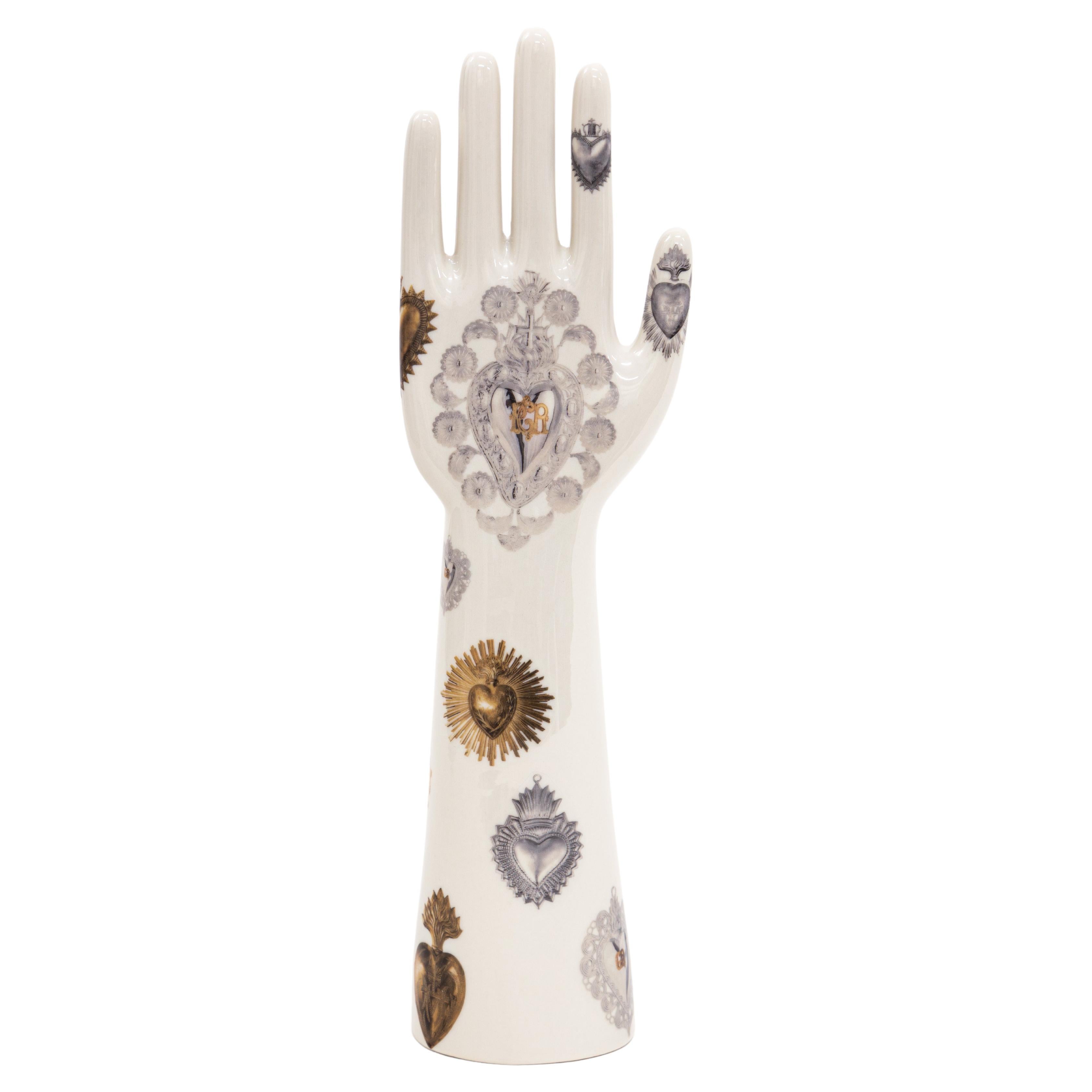 Anatomica, Porcelain Hand with Ex-Voto Decoration by Vito Nesta For Sale