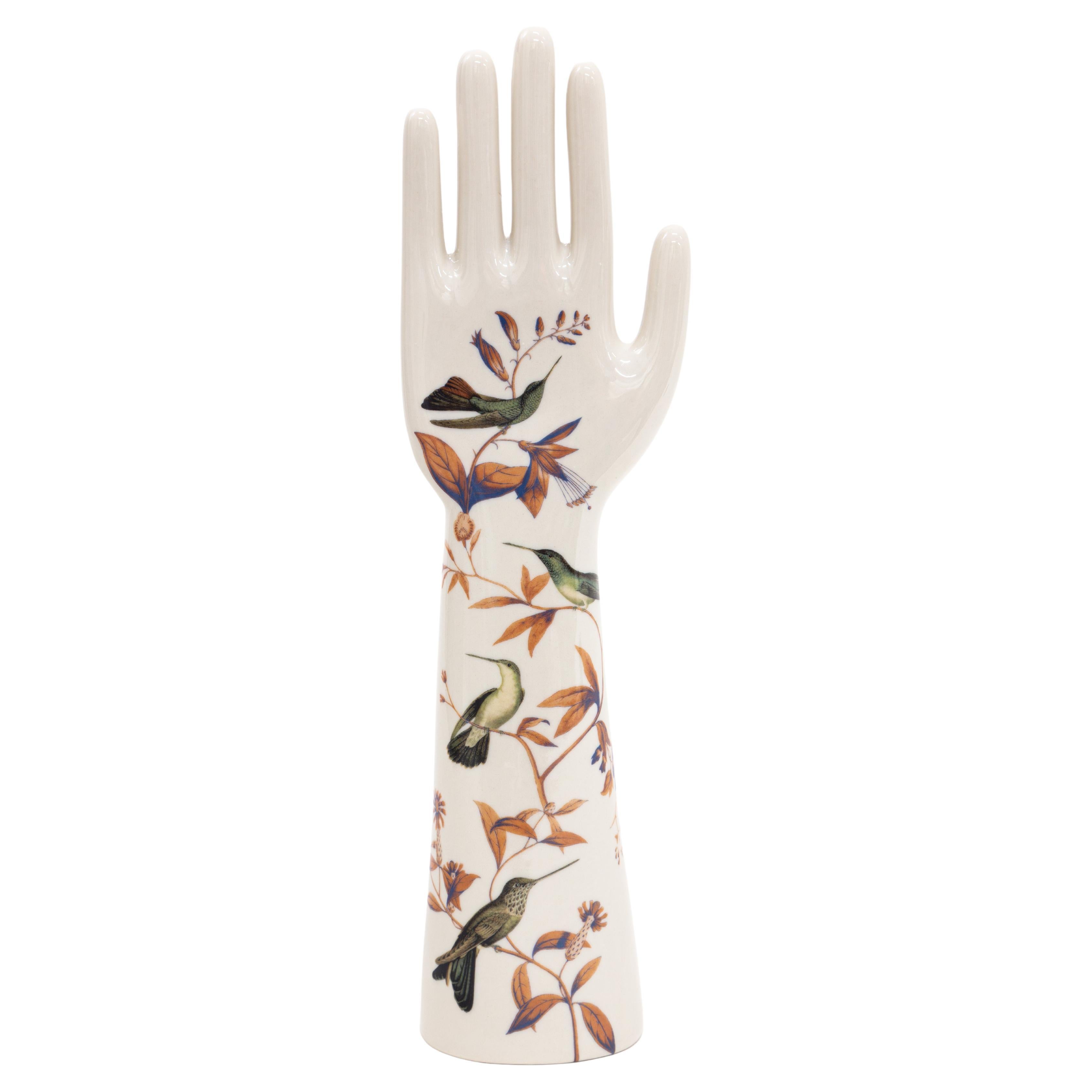 Anatomica, Porcelain Hand with Hummingbirds Decoration by Vito Nesta For Sale