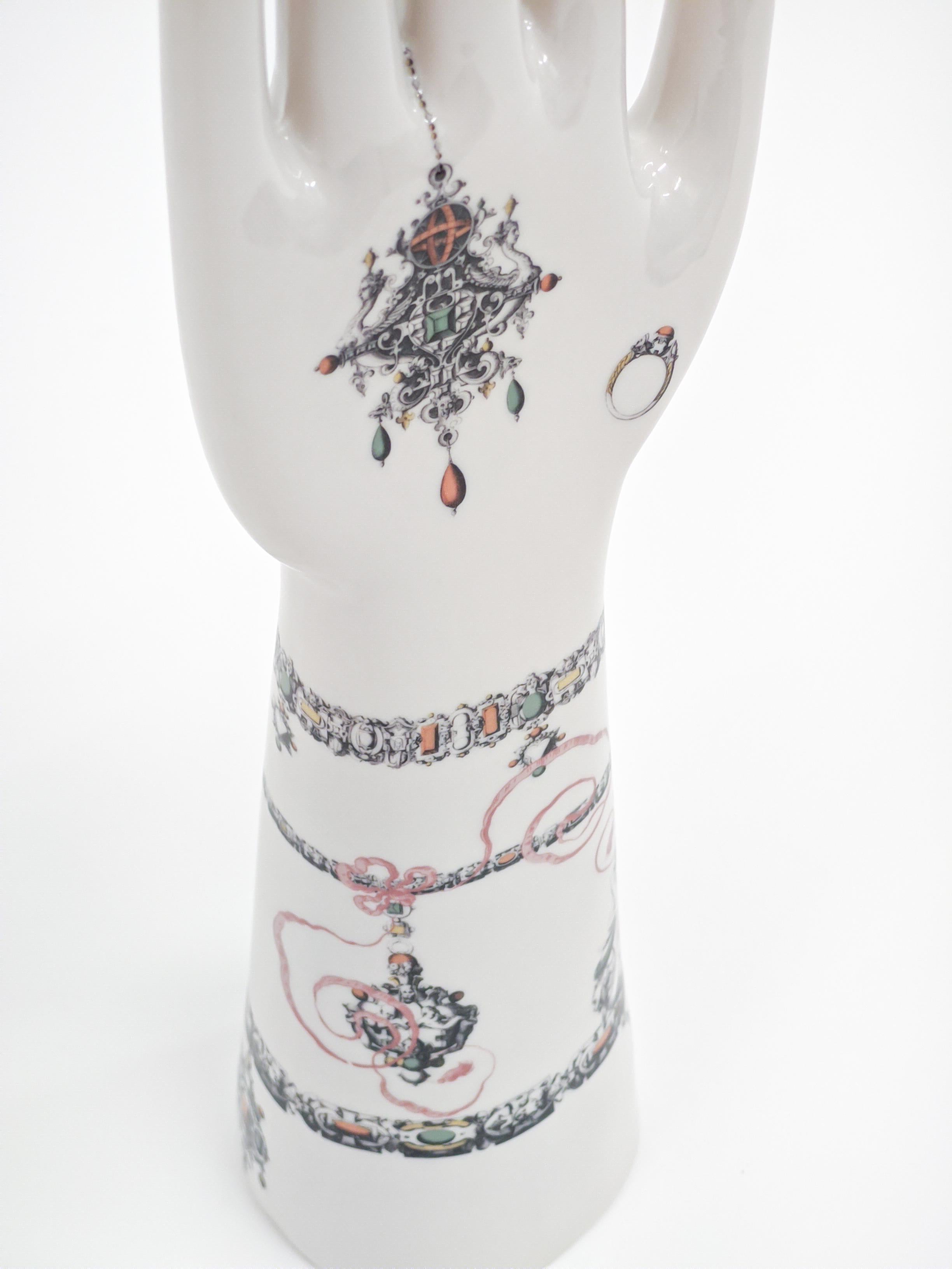 Anatomica, Porcelain Hand with Jewels Decoration by Vito Nesta In New Condition For Sale In Milano, Lombardia
