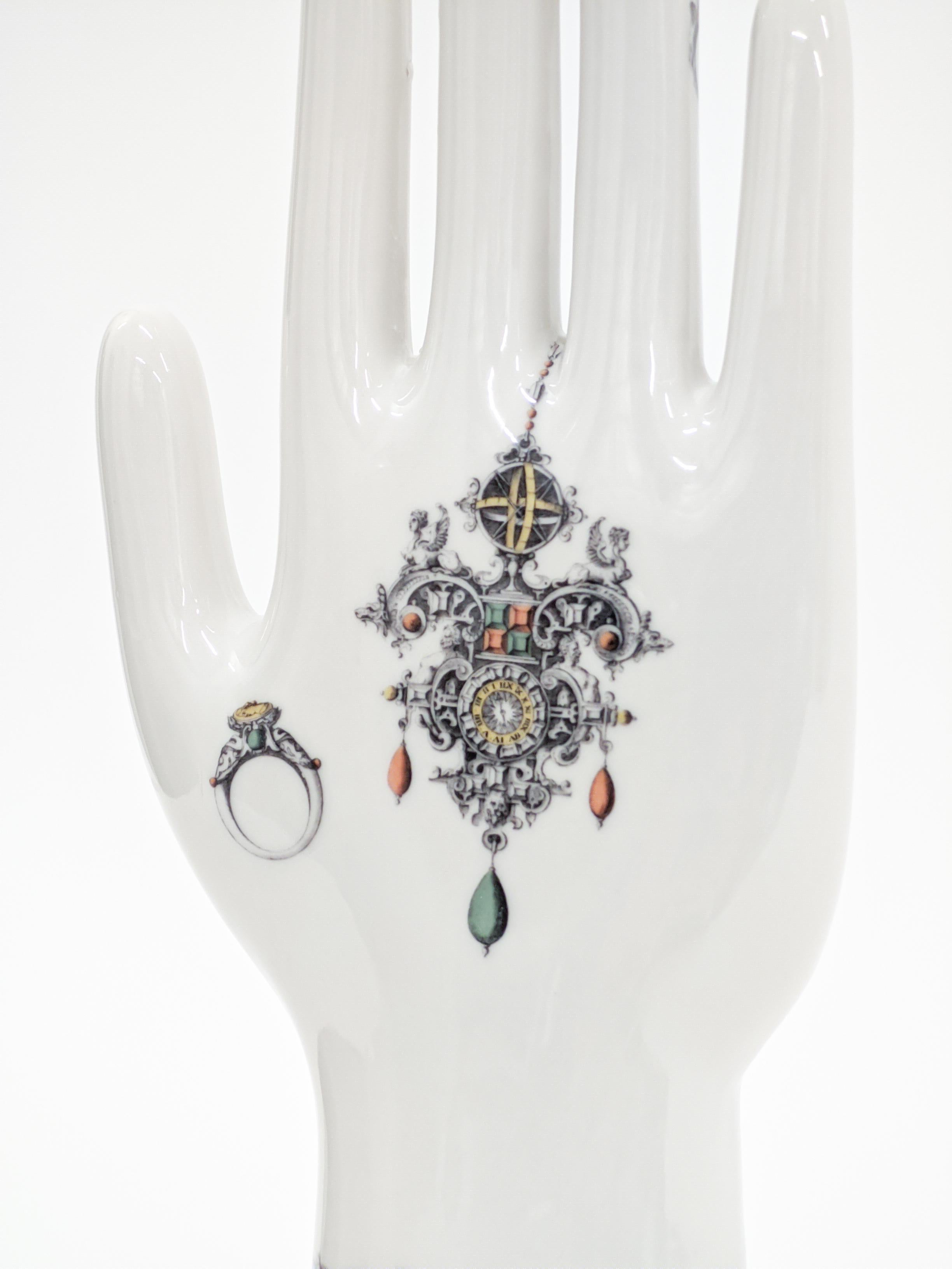 Contemporary Anatomica, Porcelain Hand with Jewels Decoration by Vito Nesta For Sale