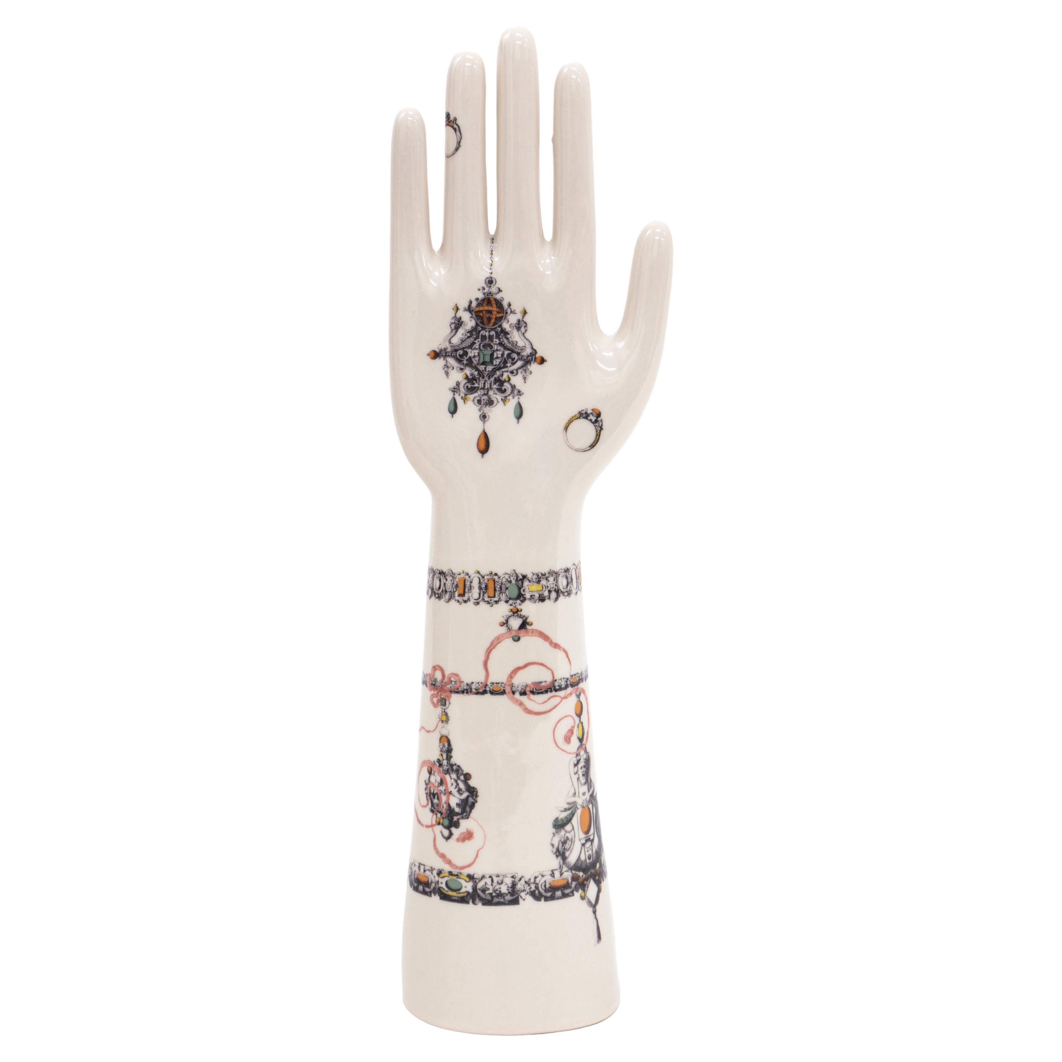 Anatomica, Porcelain Hand with Jewels Decoration by Vito Nesta For Sale