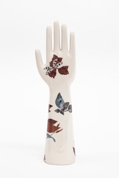 Anatomica, Porcelain Hand with leaves and dragonflies Decoration by Vito Nesta