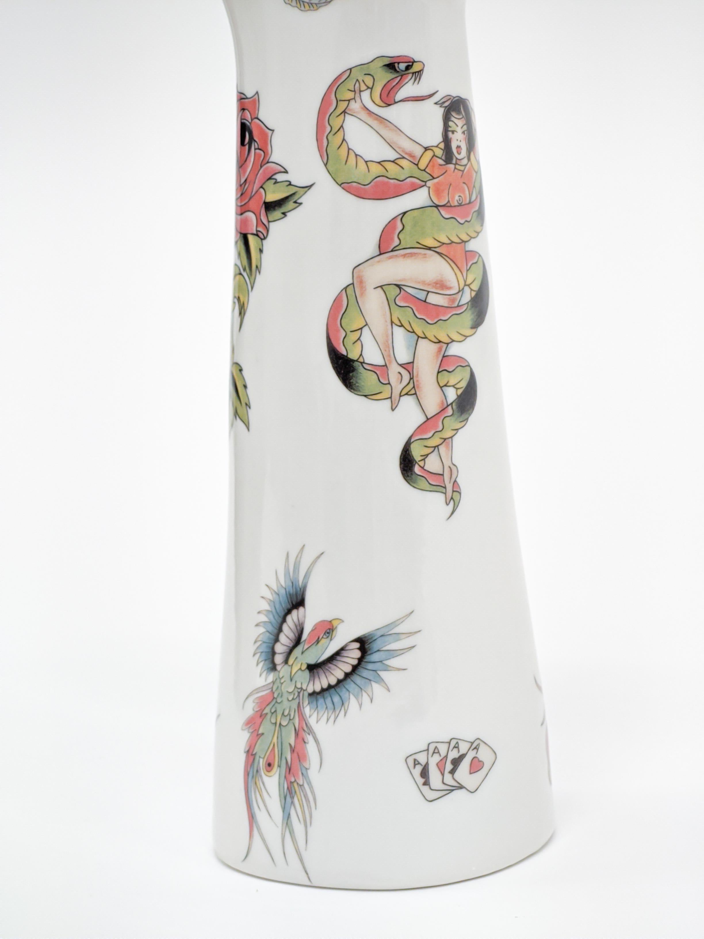 Contemporary Anatomica, Porcelain Hand with Old School Tattoo Decoration by Vito Nesta For Sale