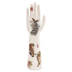 Anatomica, Porcelain Hand with Old School Tattoo Decoration by Vito Nesta