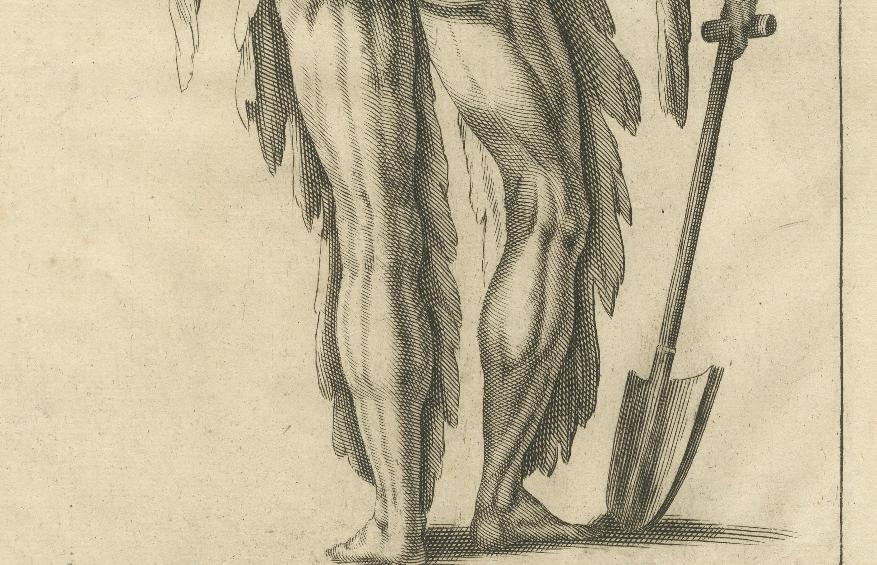 Anatomical Back Muscle Study with Shovel Academic Engraving German, c1745