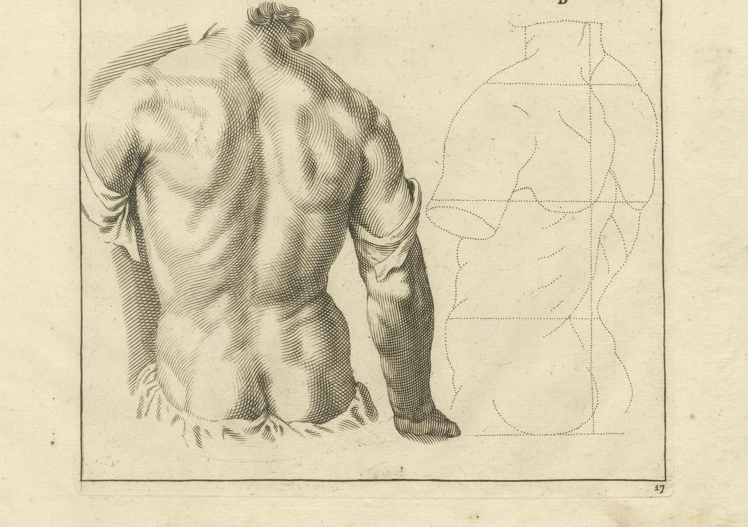 Anatomical Back Studies Academic Figure Engraving after de Lairesse, ca.1745