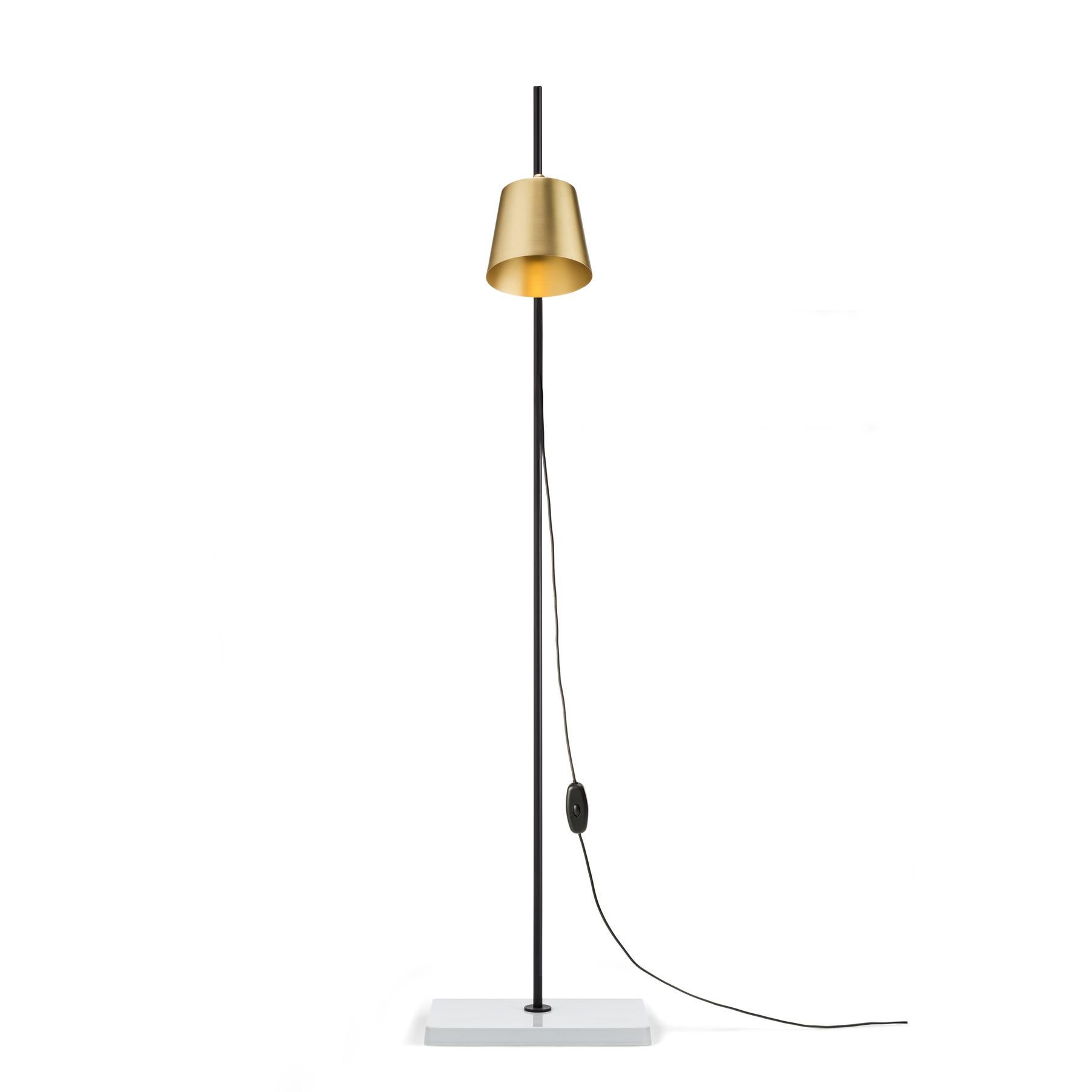 Danish Anatomy Design 'Lab Light Floor' Brass, Porcelain and Steel Floor Lamp