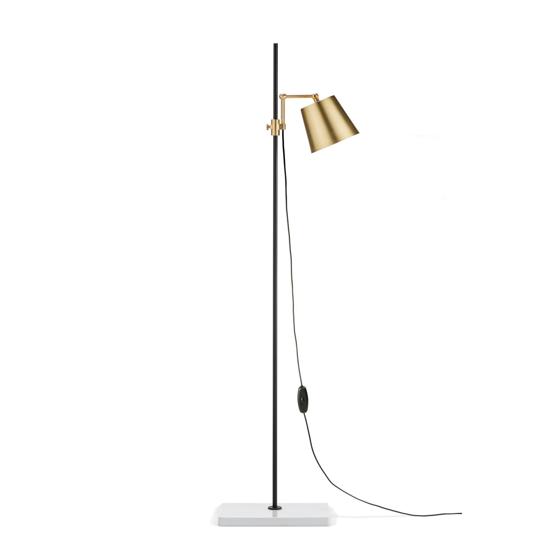 Danish Anatomy Design 'Lab Light Floor' Brass, Porcelain and Steel Floor Lamp For Sale