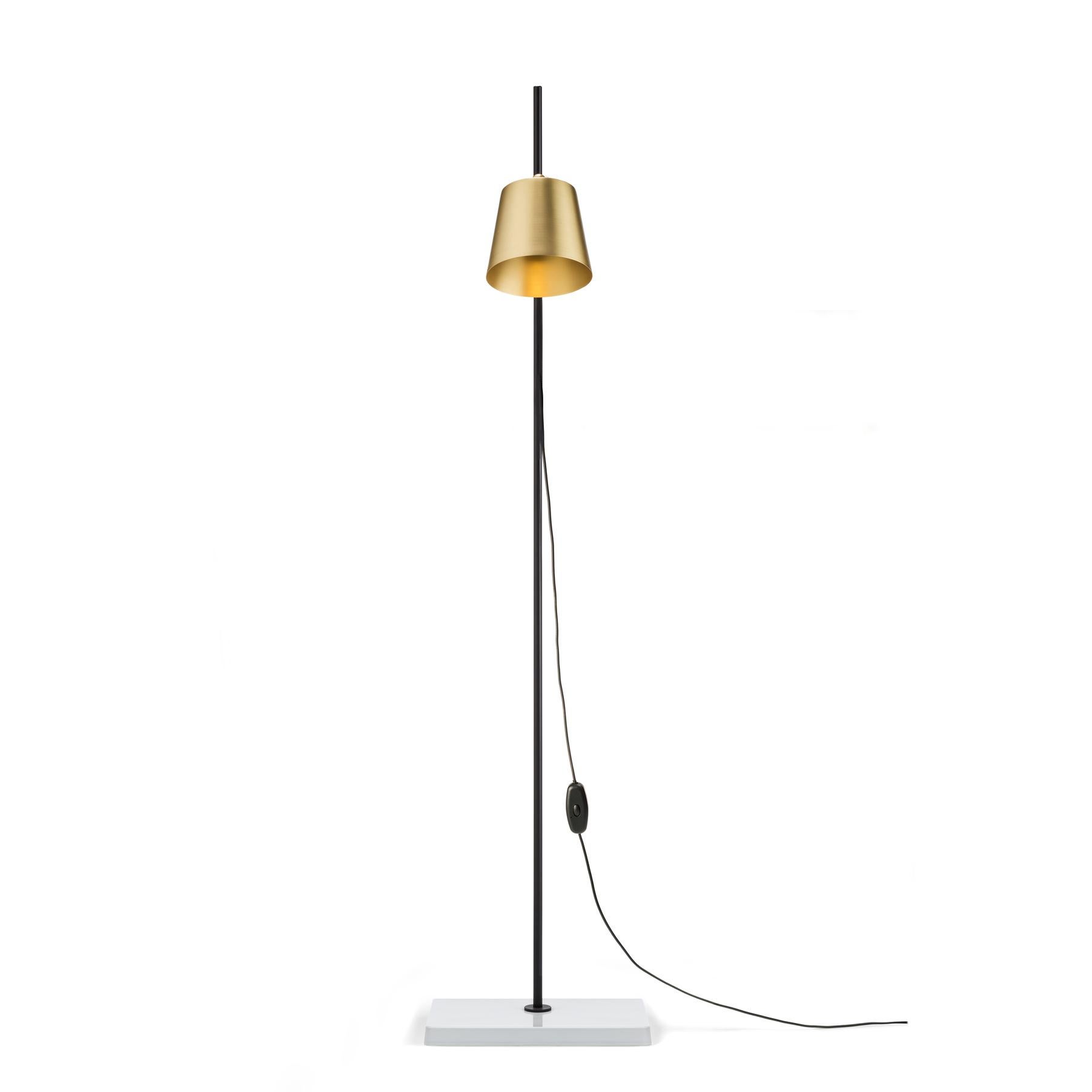 Danish Anatomy Design 'Lab Light Floor' Brass, Porcelain and Steel Floor Lamp For Sale