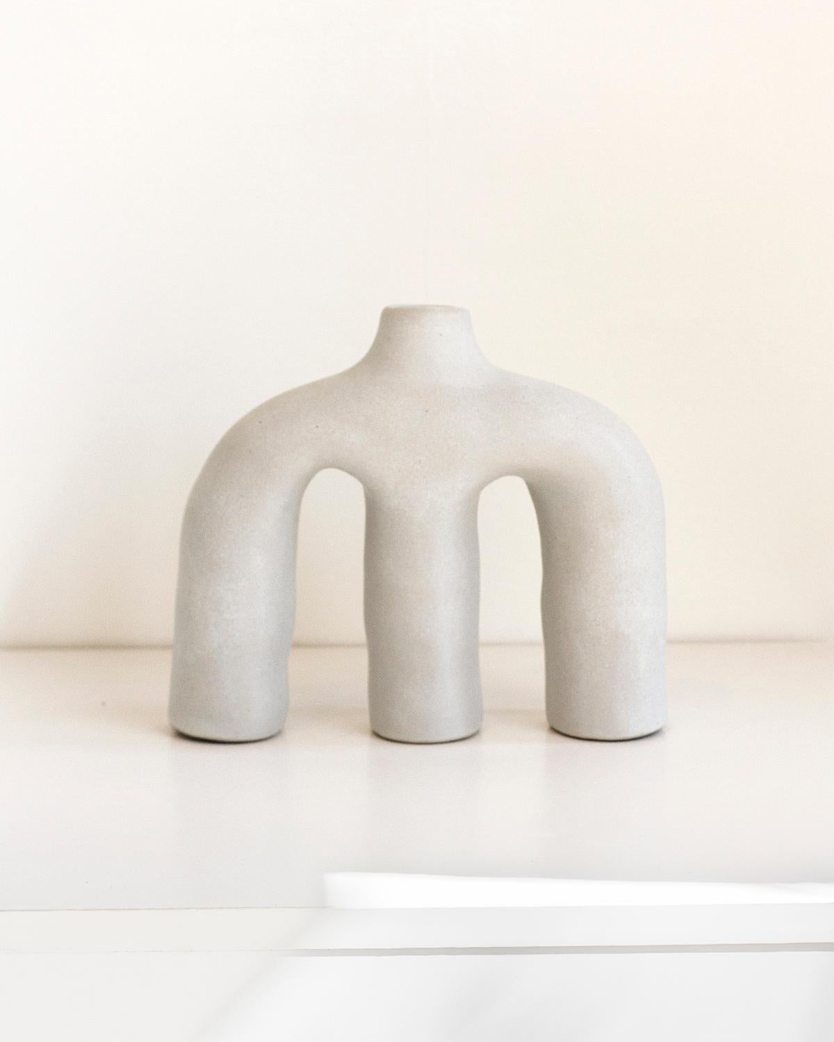 Organic Modern Anatomy Handmade Clay Vase in Charcoal Black For Sale