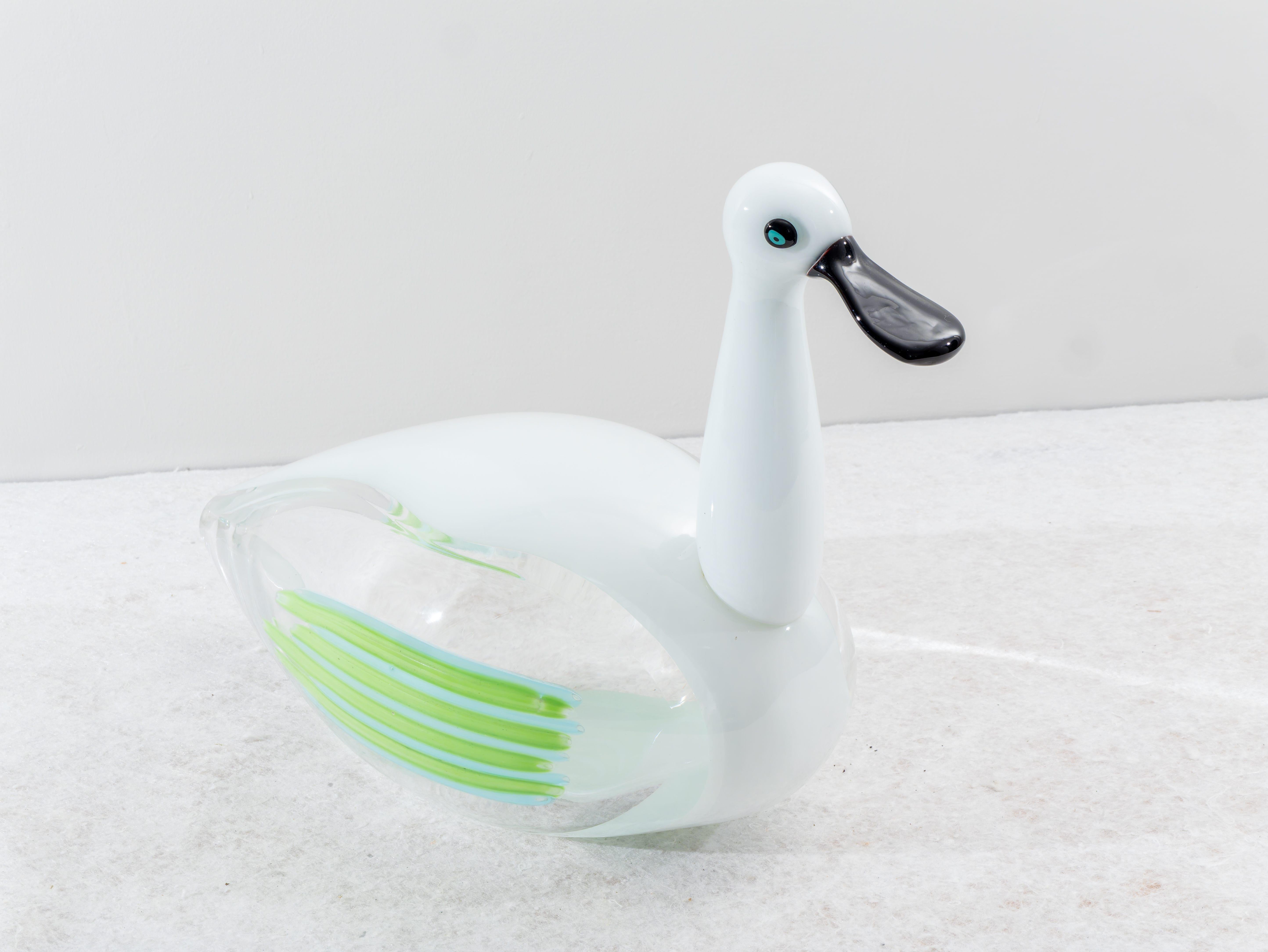 Italiano Anatra in vetro di Murano di Licio Zanetti, Anni '80 in vendita