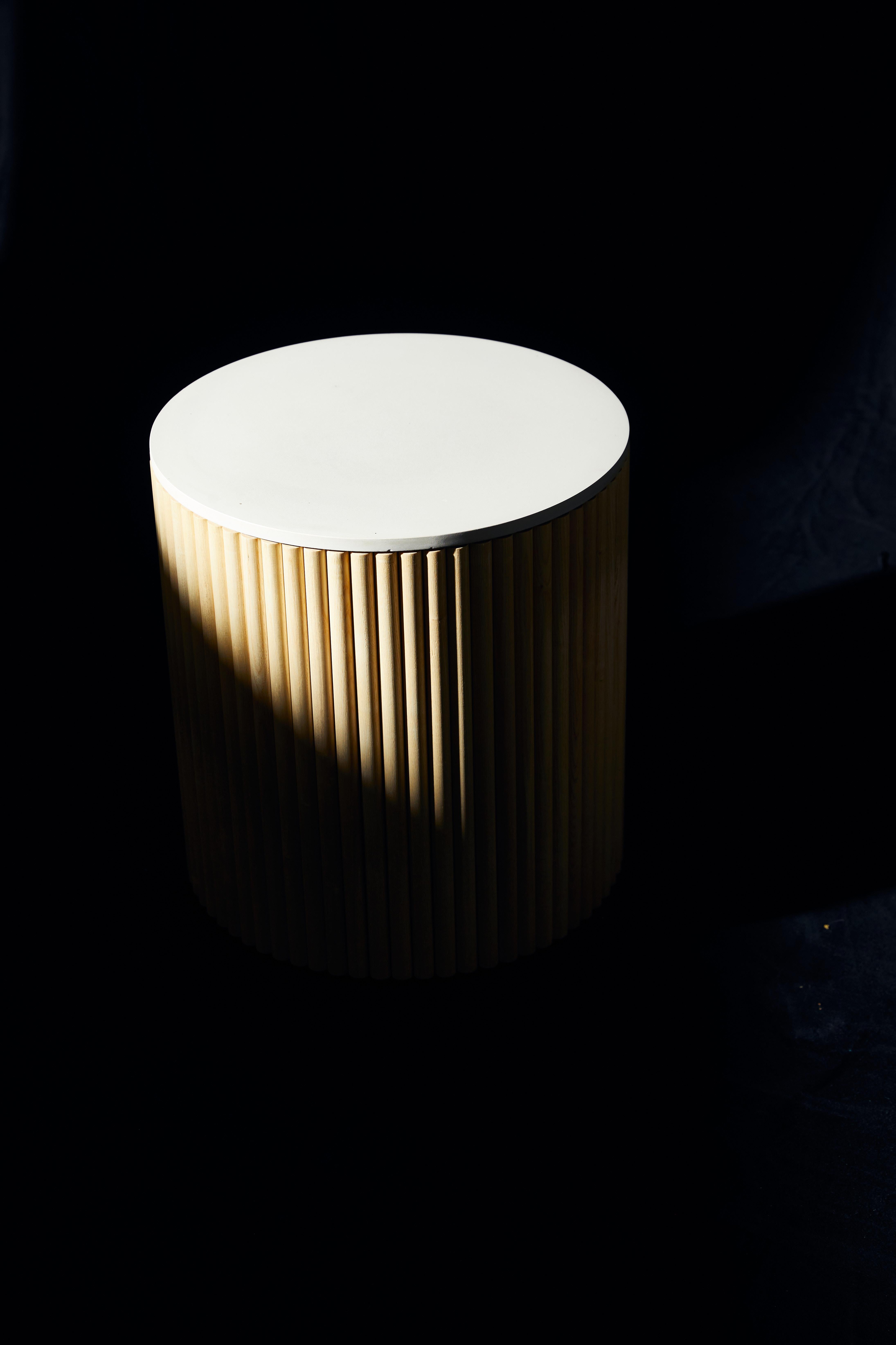 ANC-66 Side Table in Natural Ash Wood And Concrete by Heilig Objects For Sale 3