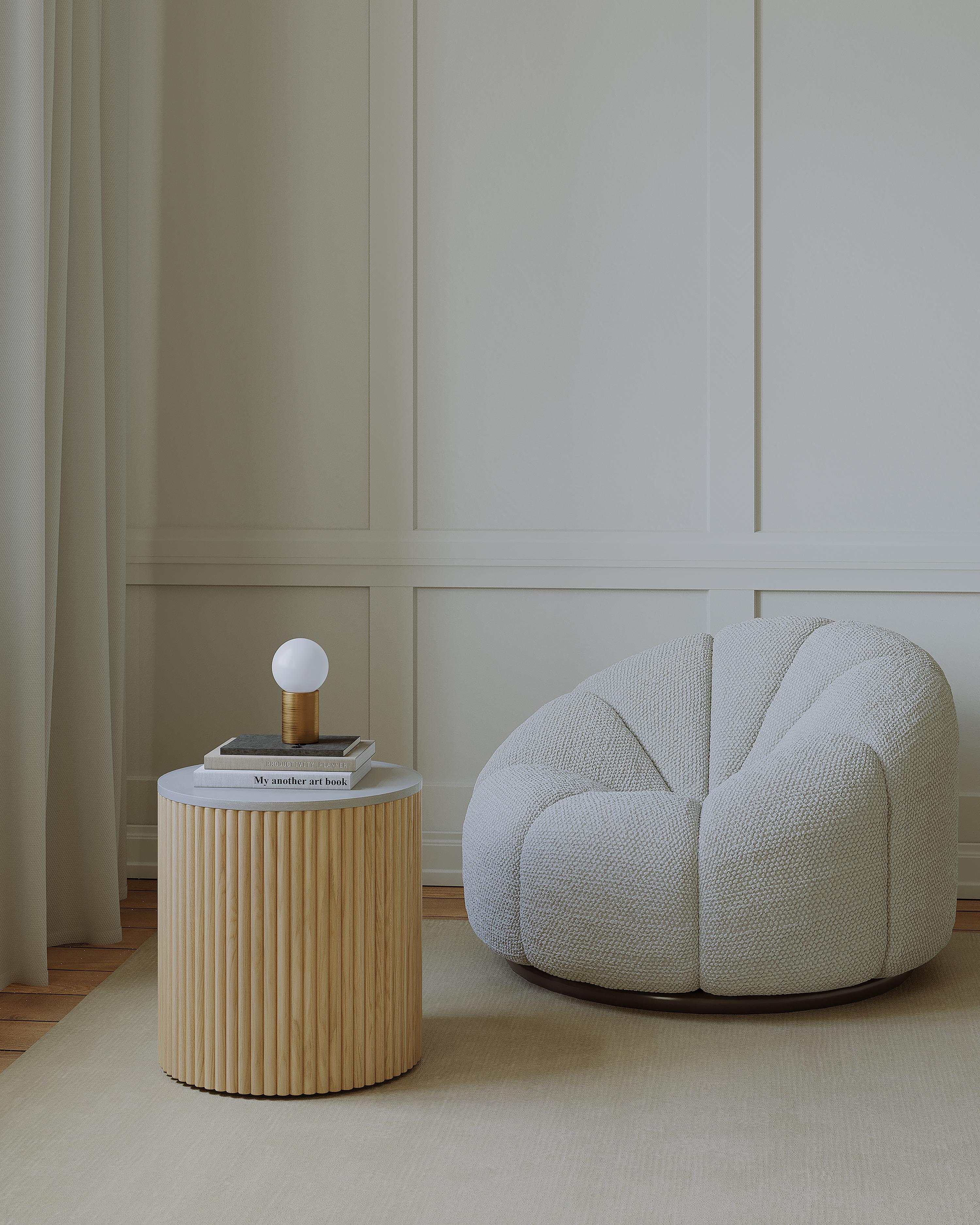 ANC-66 Side Table in Natural Ash Wood And Concrete by Heilig Objects For Sale 6