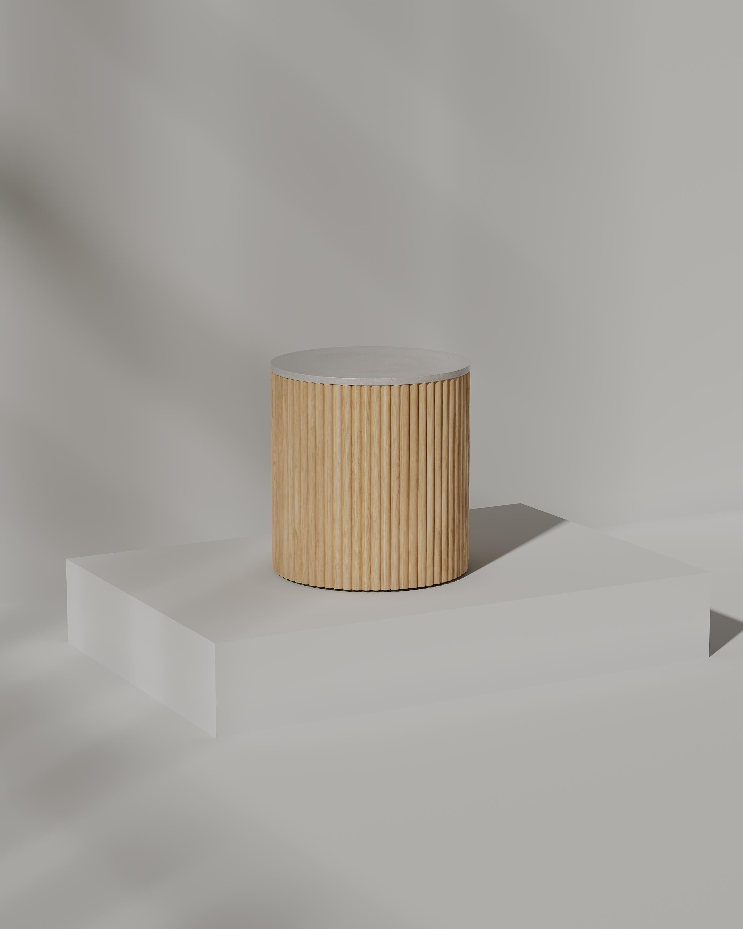ANC-66 Side Table in Natural Ash Wood And Concrete by Heilig Objects For Sale 7