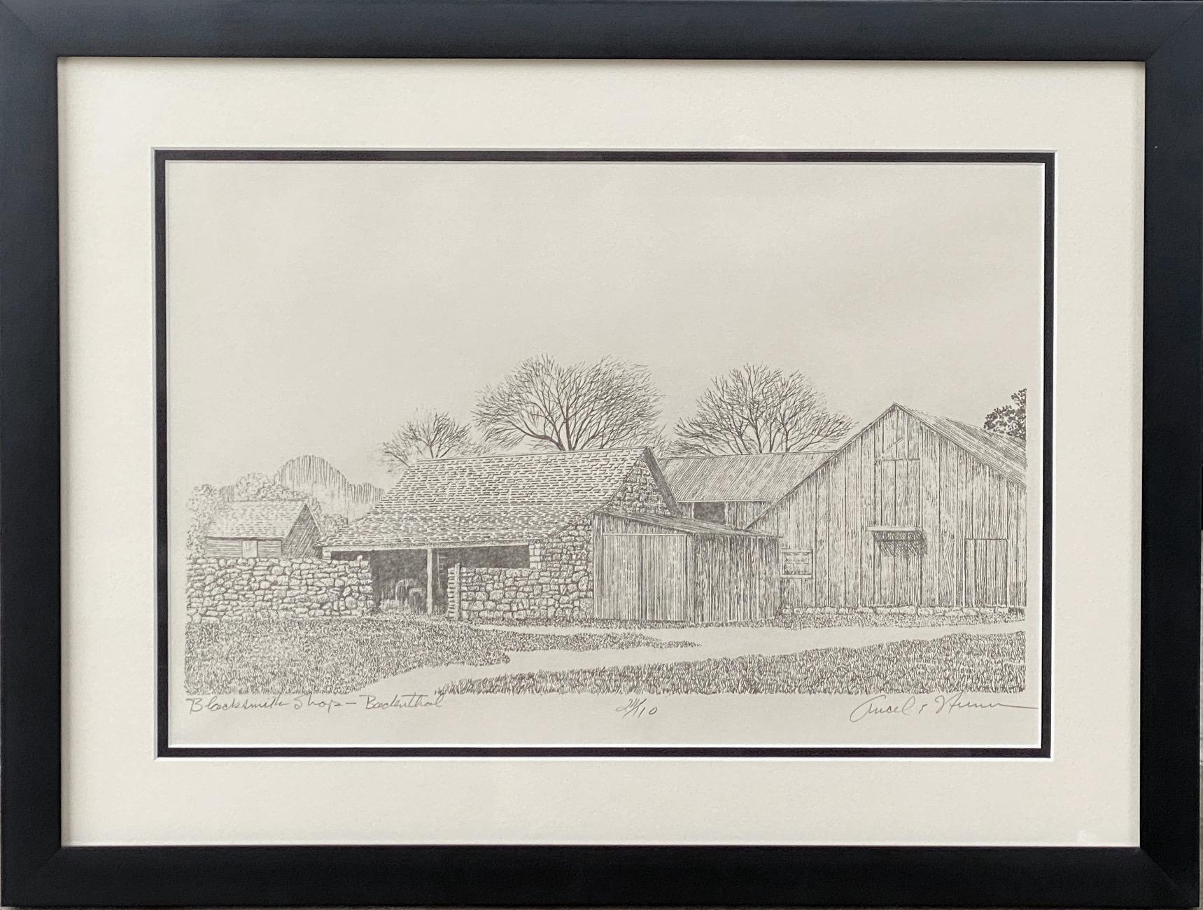Ancel Nunn Landscape Print - "Blacksmith Shop - Badenthal"  Near Sisterdale Texas