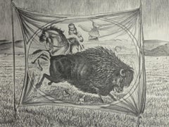 ""MYSTICAL BEAST""  BISON BUFFALO EARLY CIRCUS POSTER THEMED