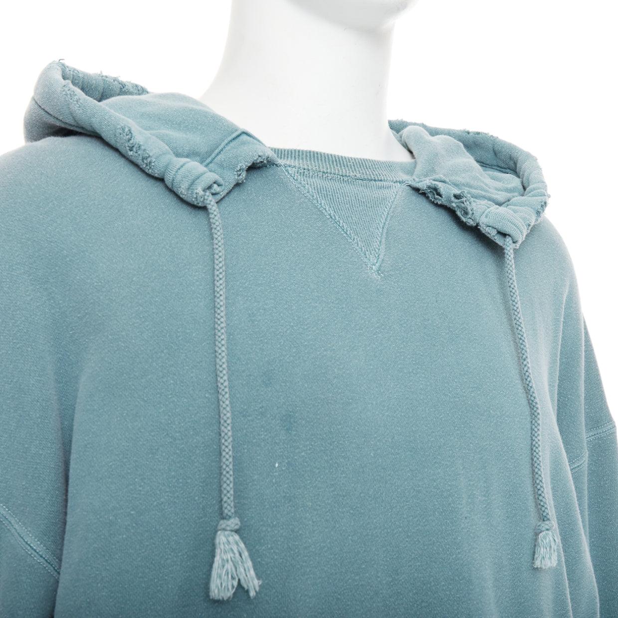 ANCELLM teal blue washed cotton drawstring distressed oversized hoodie JP1 S
Reference: CNLE/A00462
Brand: Ancellm
Material: Cotton
Color: Blue
Pattern: Solid
Closure: Pullover
Made in: Japan

CONDITION:
Condition: Good, this item was pre-owned and