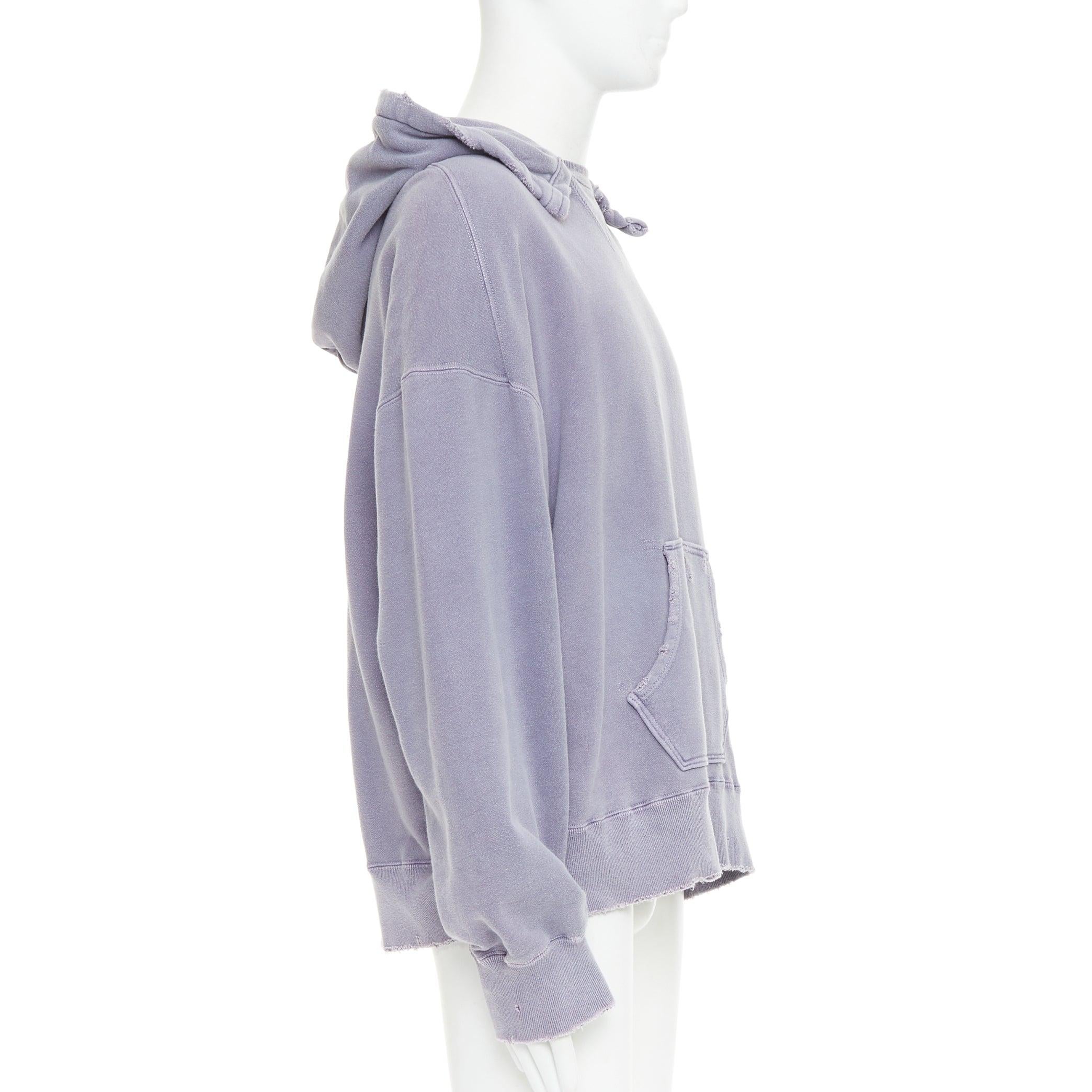 ANCELLM sudadera con capucha lavada de algodón morado con detalles desgastados y bolsillos Sz1 S en Bueno estado para la venta en Hong Kong, NT