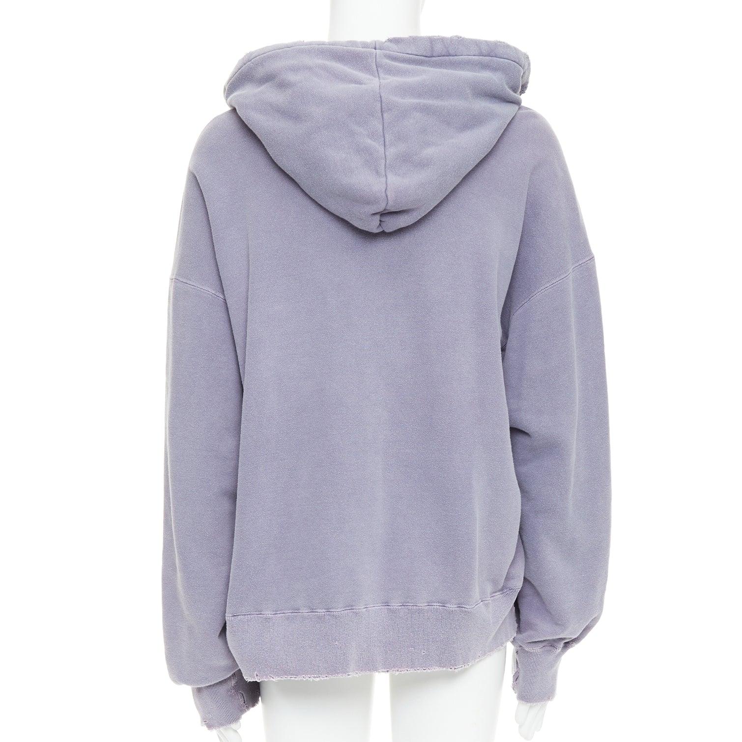 De los hombres ANCELLM sudadera con capucha lavada de algodón morado con detalles desgastados y bolsillos Sz1 S en venta